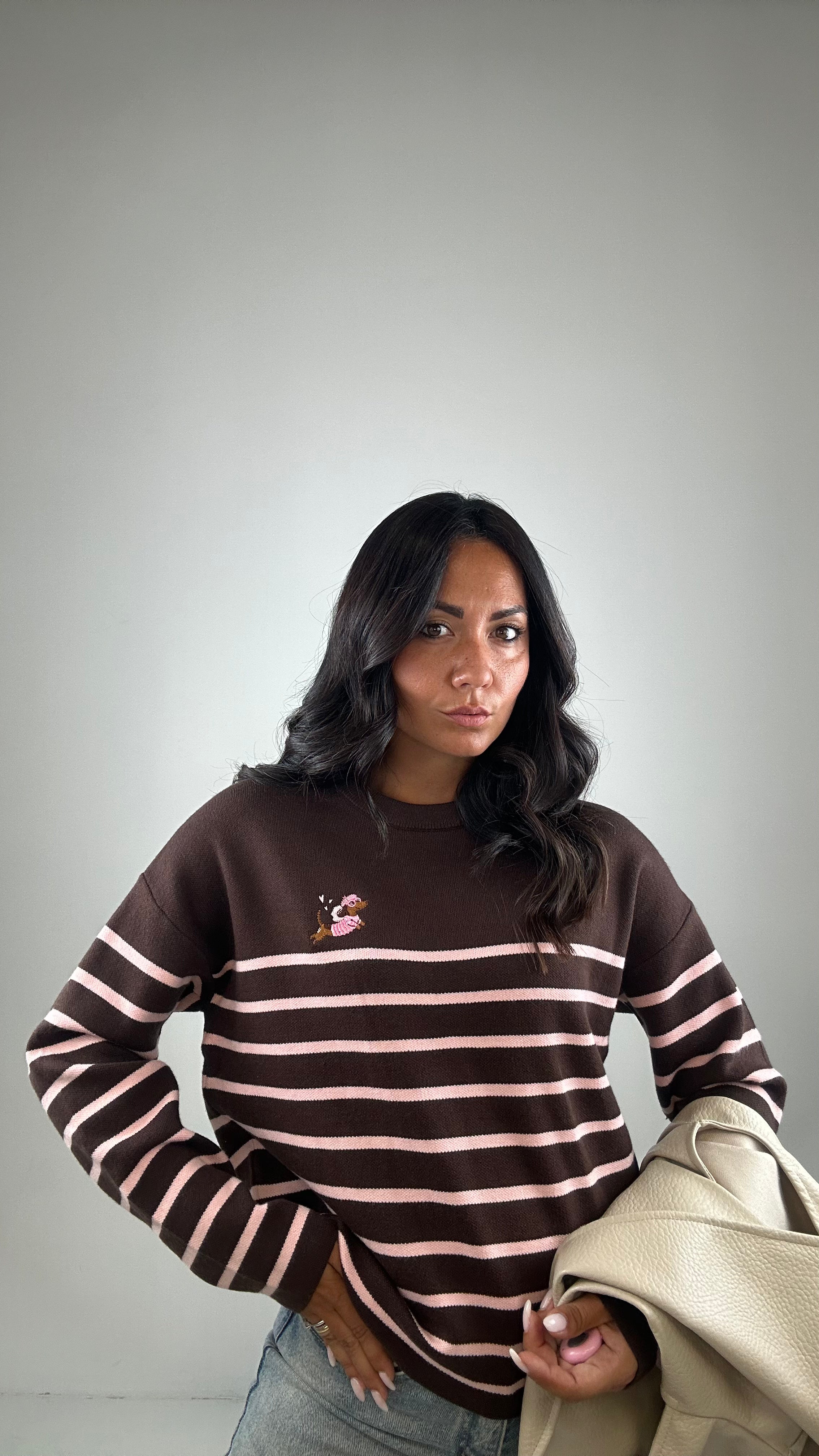 Pull BASSOTTO E RIGHE - MARRONE