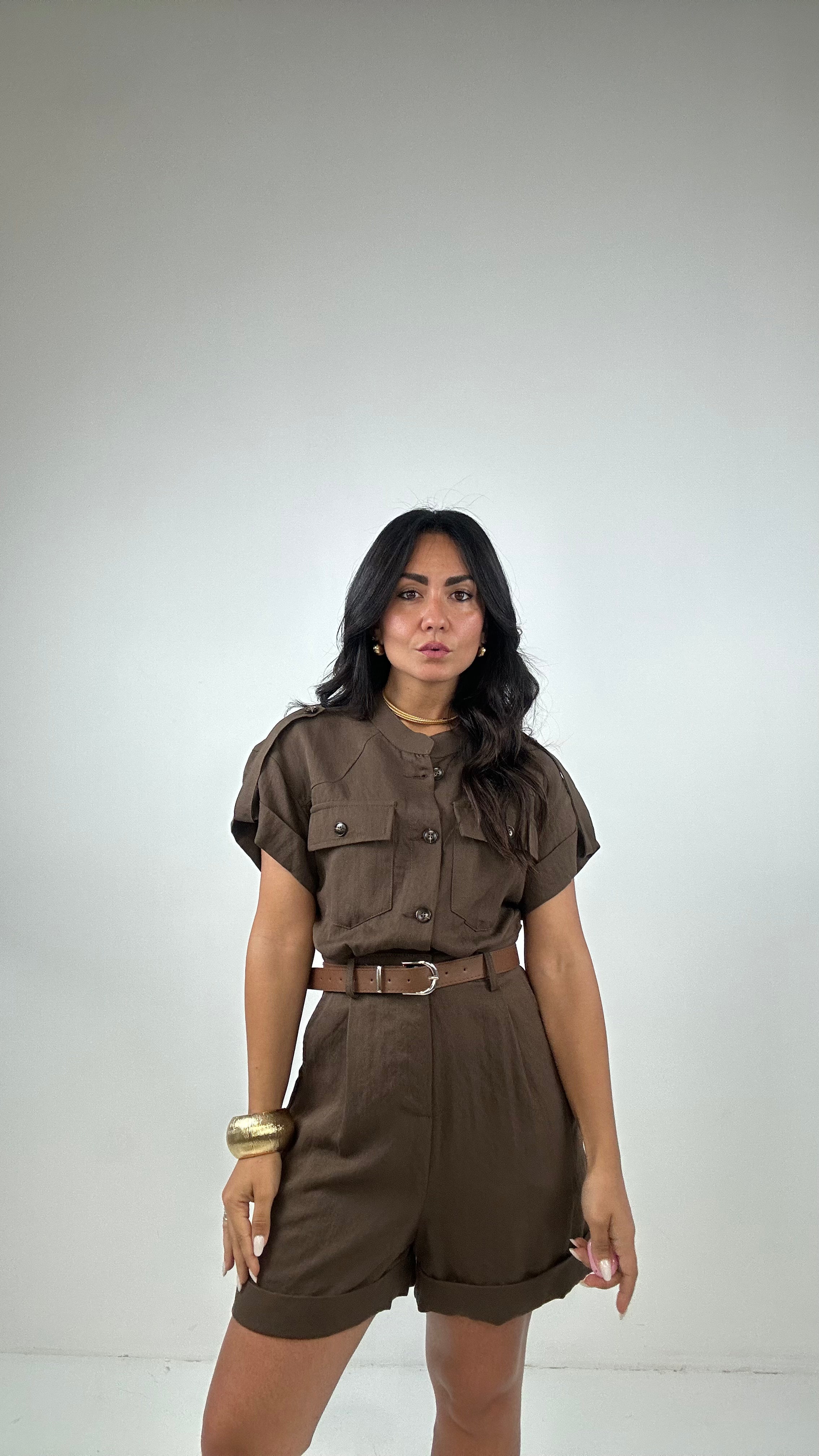 Tutina CON CINTURA - MARRONE