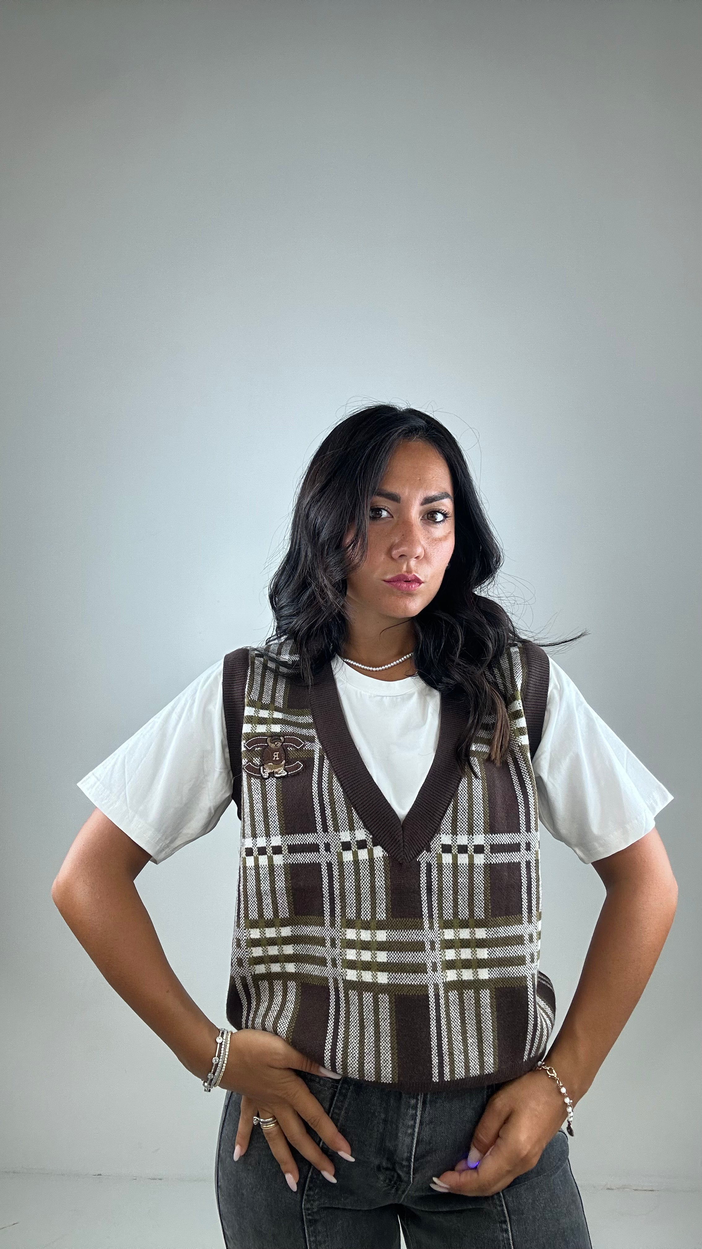 T-shirt E GILET - MARRONE