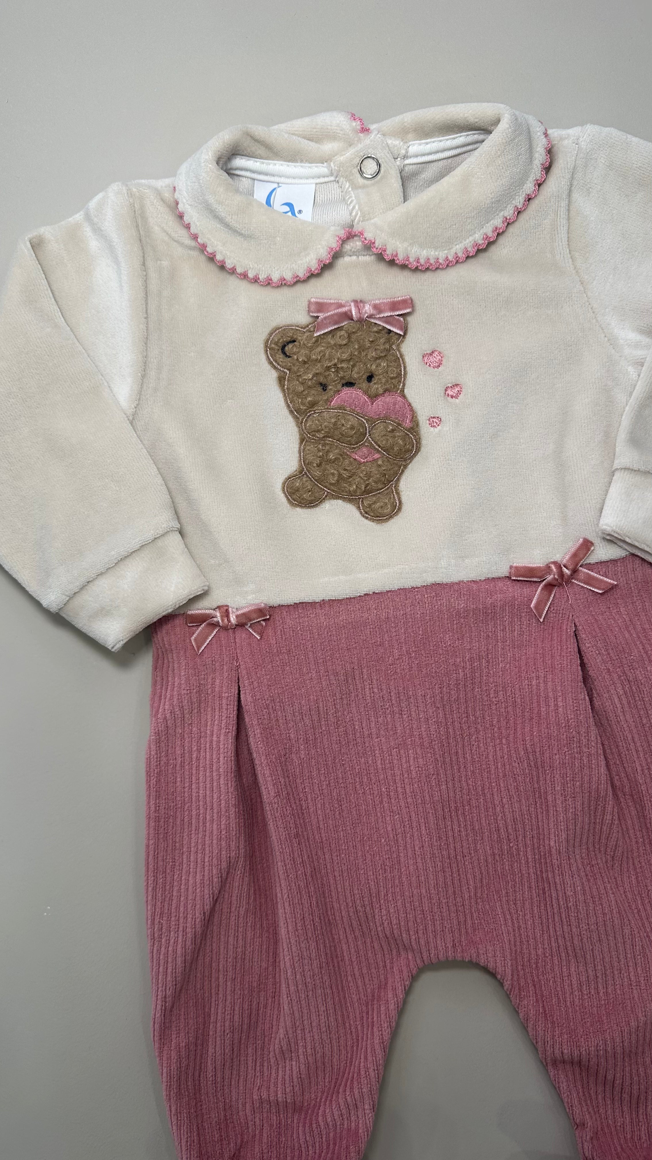 Tutina CINIGLIA ORSO CUORE - ROSA