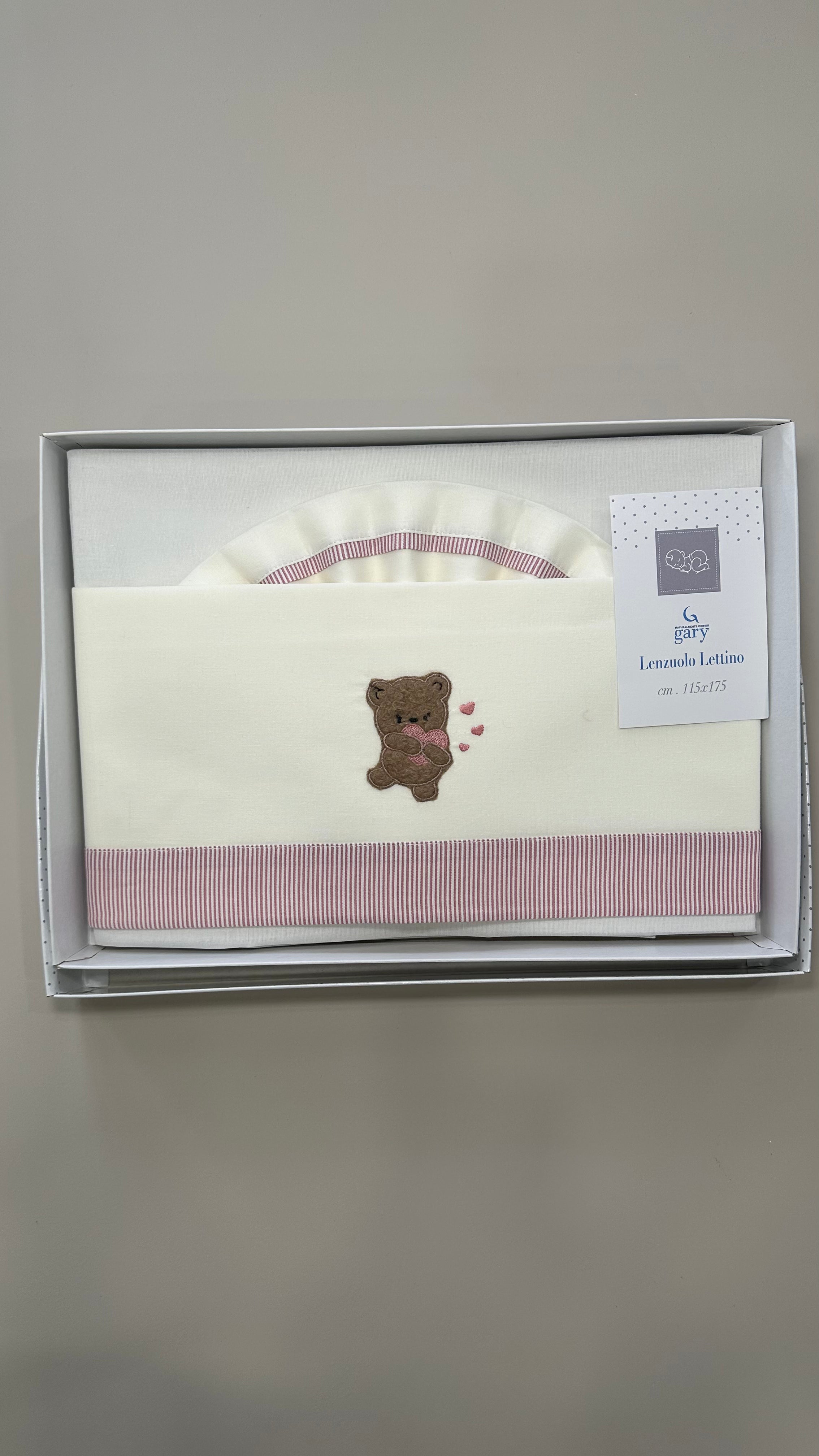 Lenzuola CULLA ORSO CUORE CM 115x175 - ROSA