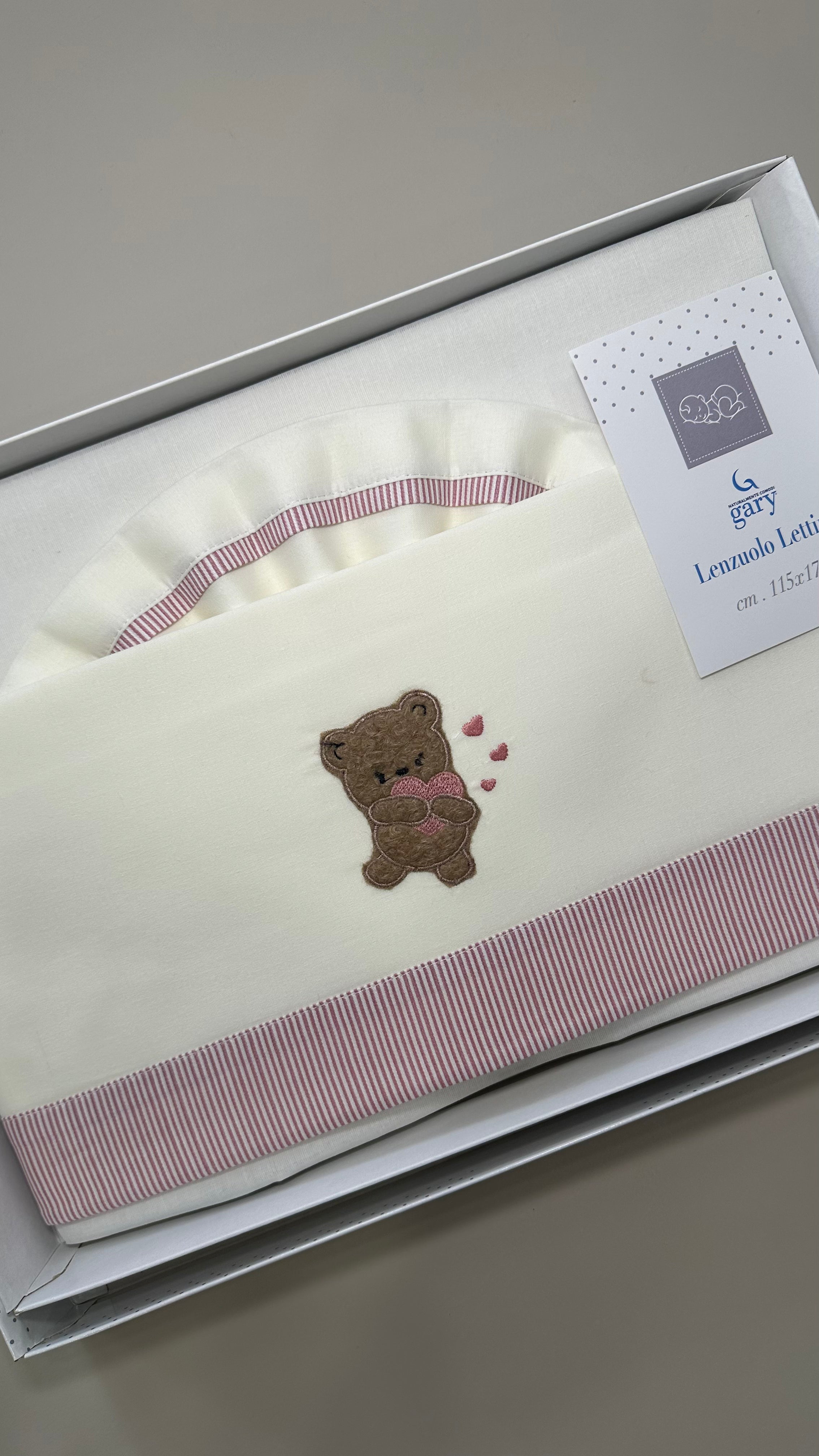 Lenzuola CULLA ORSO CUORE CM 115x175 - ROSA