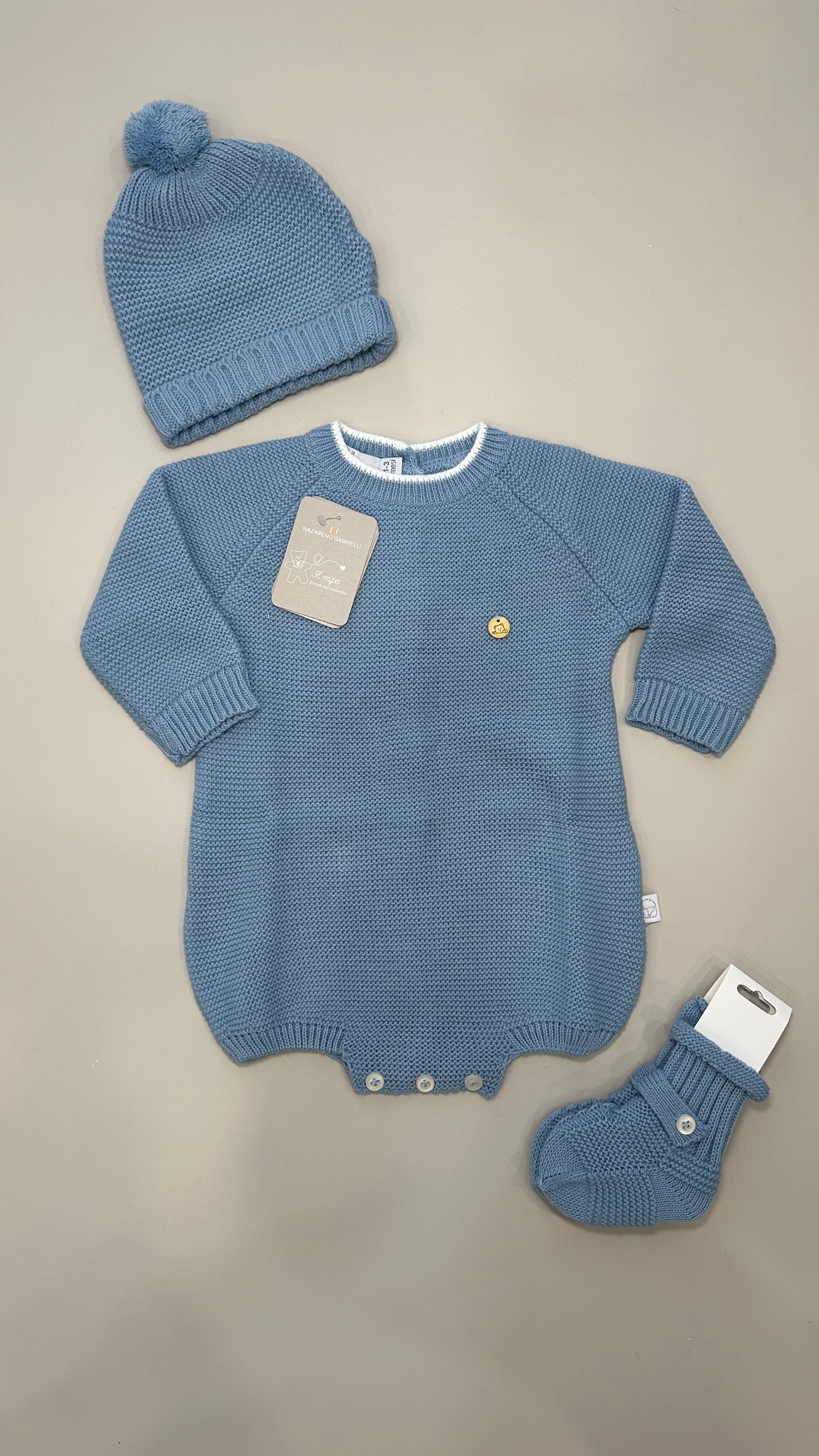 Set PAGLIACCETTO CON CAPPELLO+BABBUCCE - AZZURRO