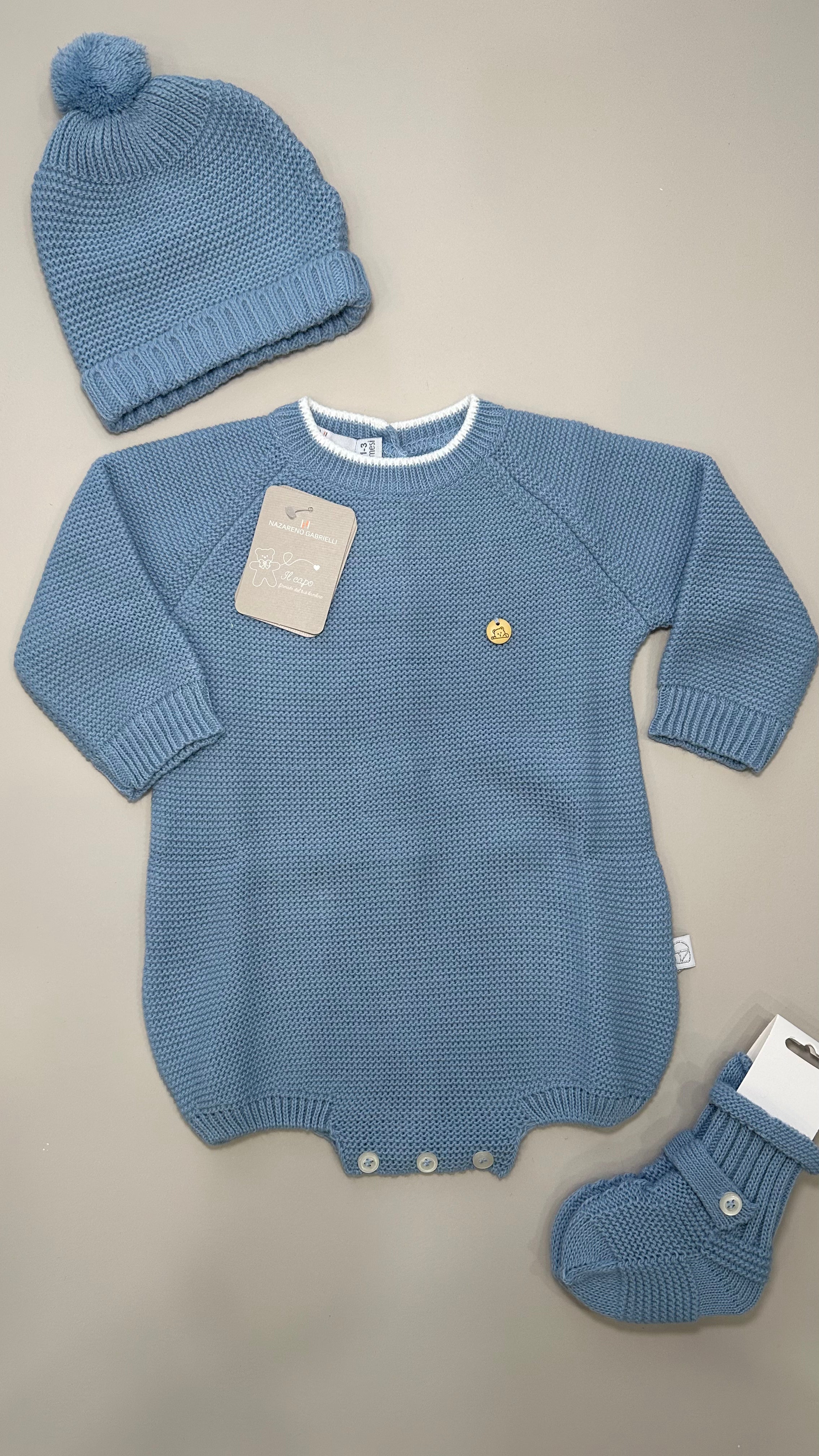 Set PAGLIACCETTO CON CAPPELLO+BABBUCCE - AZZURRO