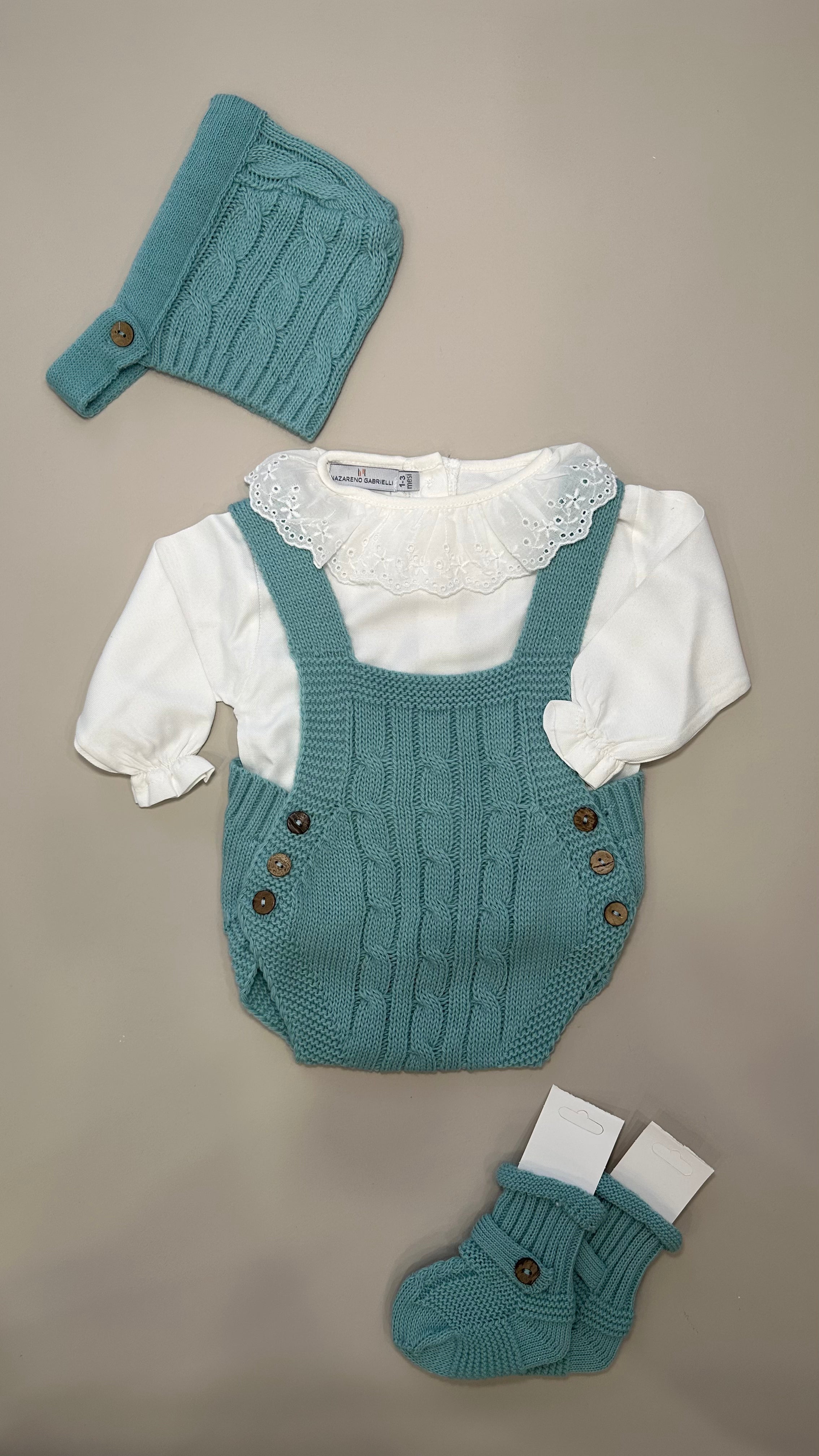 Set Pagliaccetto CON CUFFIA+BABBUCCE - VERDE