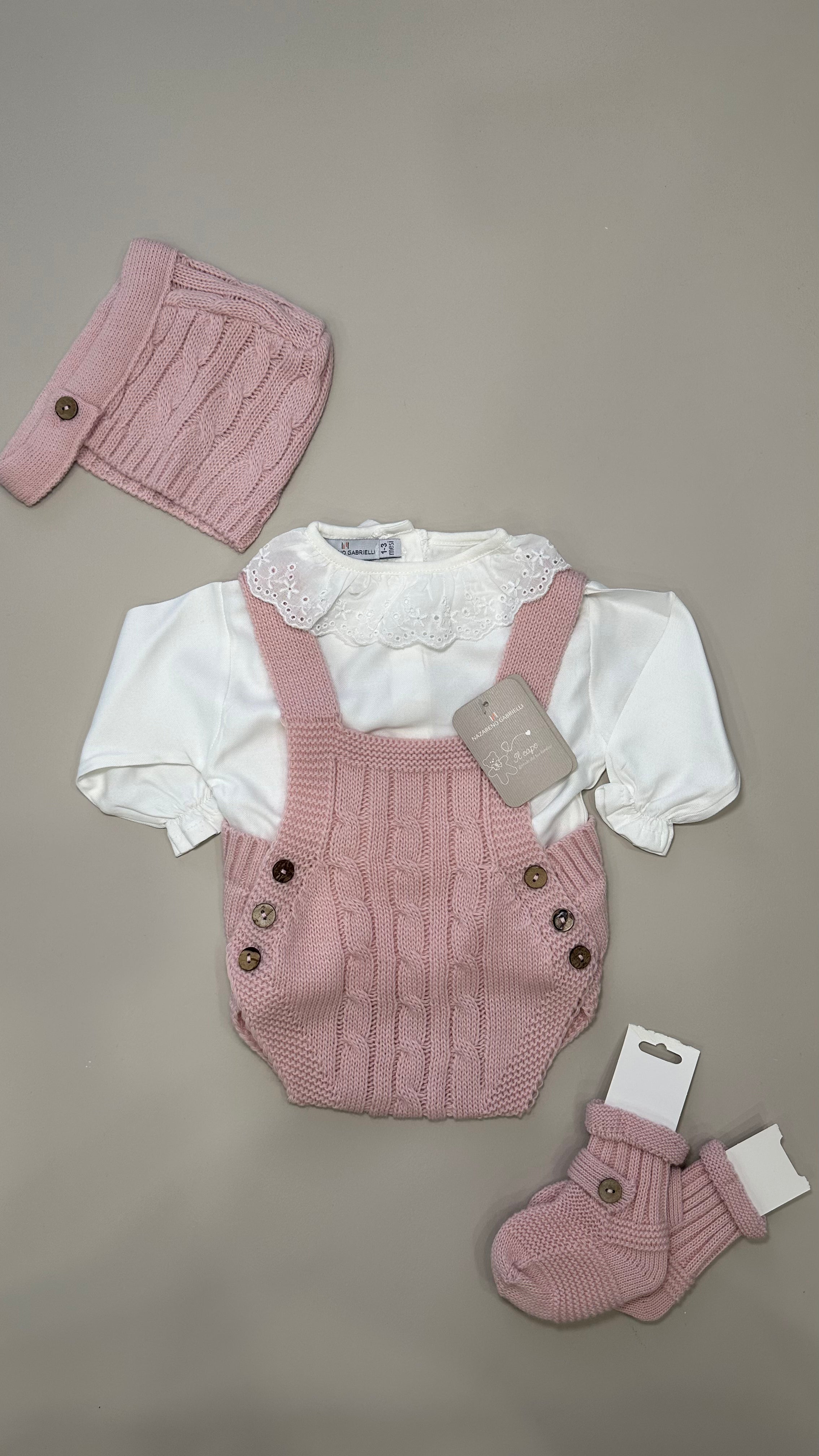 Set Pagliaccetto CON CUFFIA+BABBUCCE - ROSA