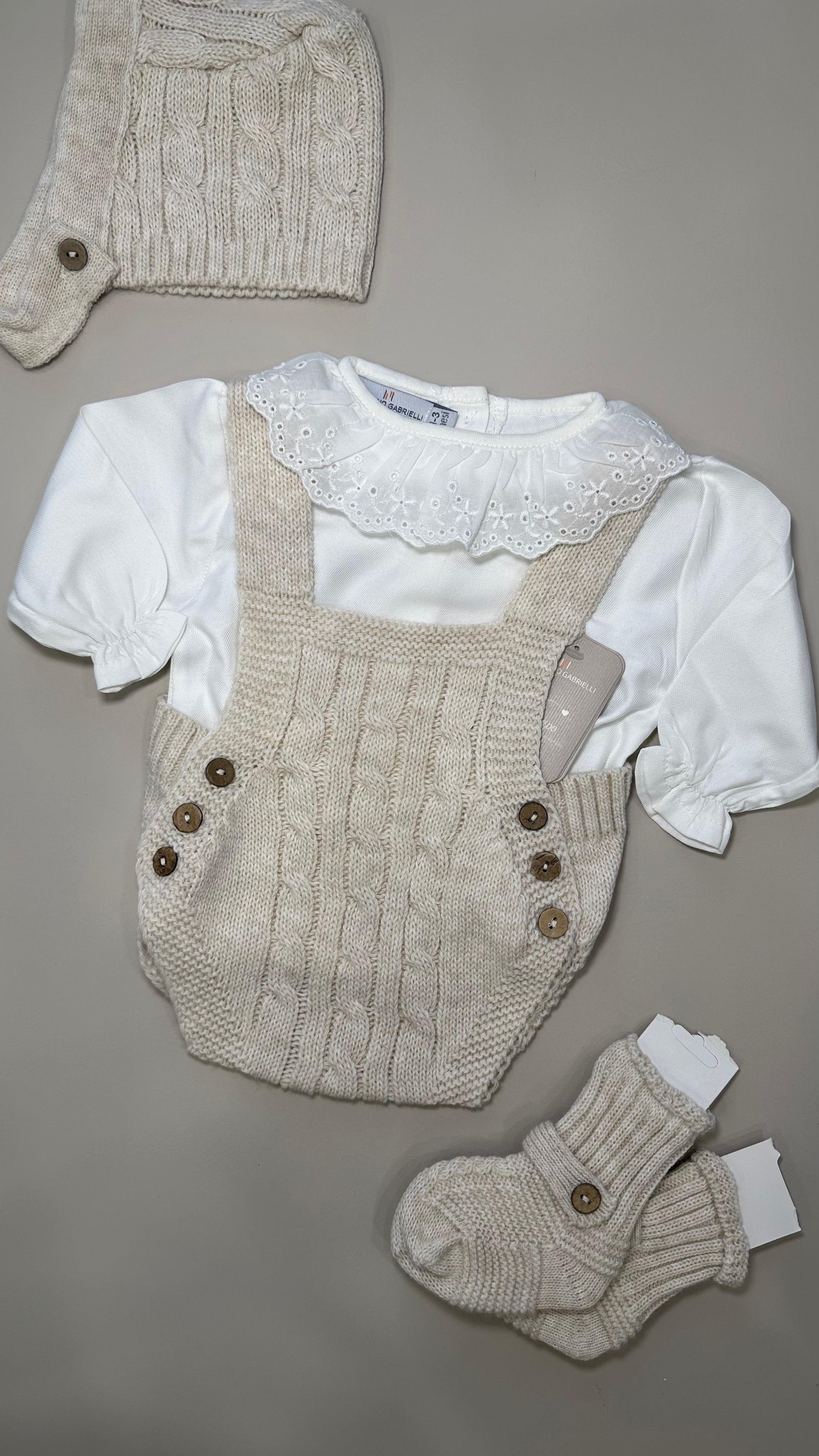 Set Pagliaccetto CON CUFFIA+BABBUCCE - BEIGE