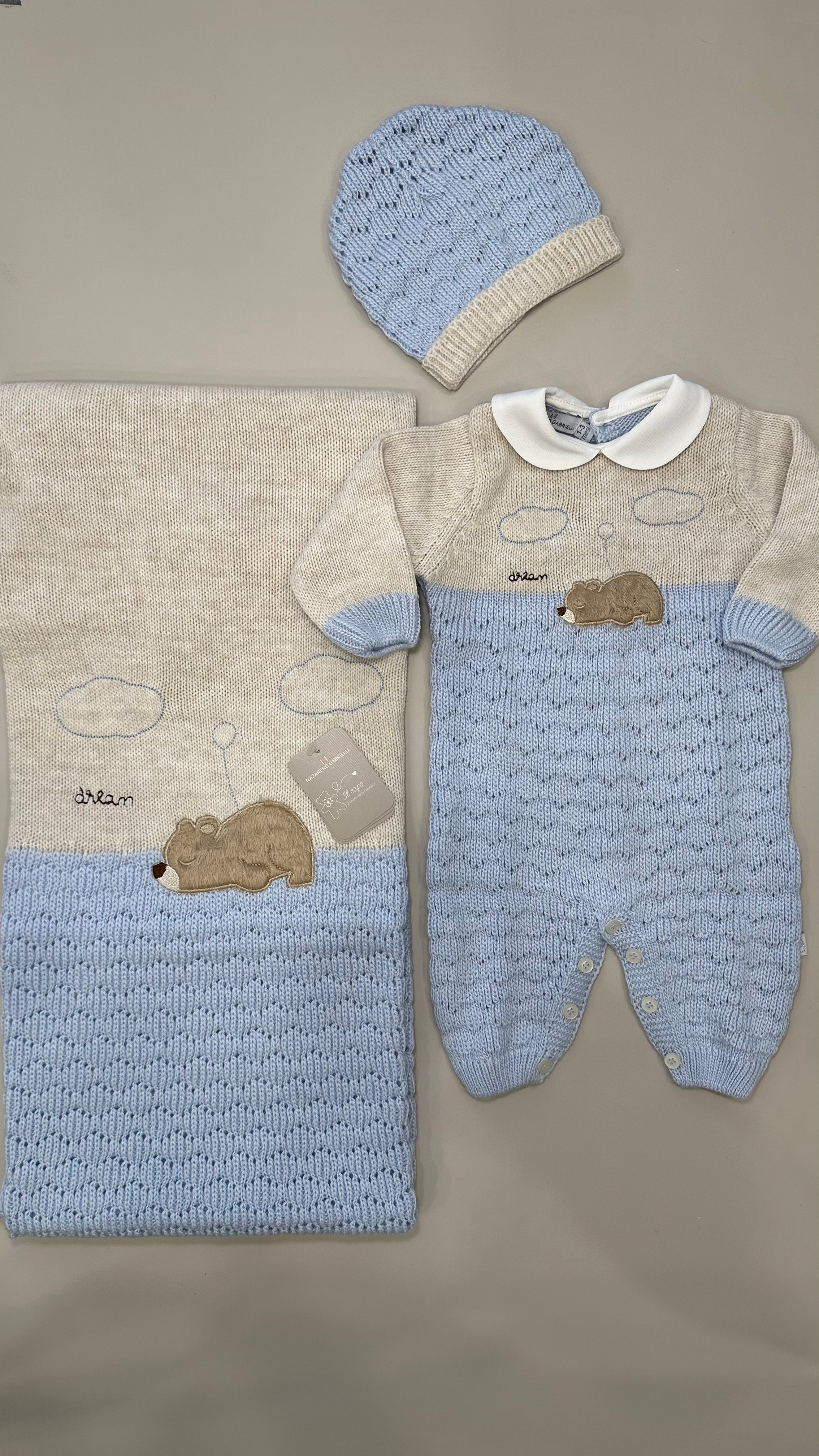 Set NASCITA INVERNALE ORSETTO - AZZURRO