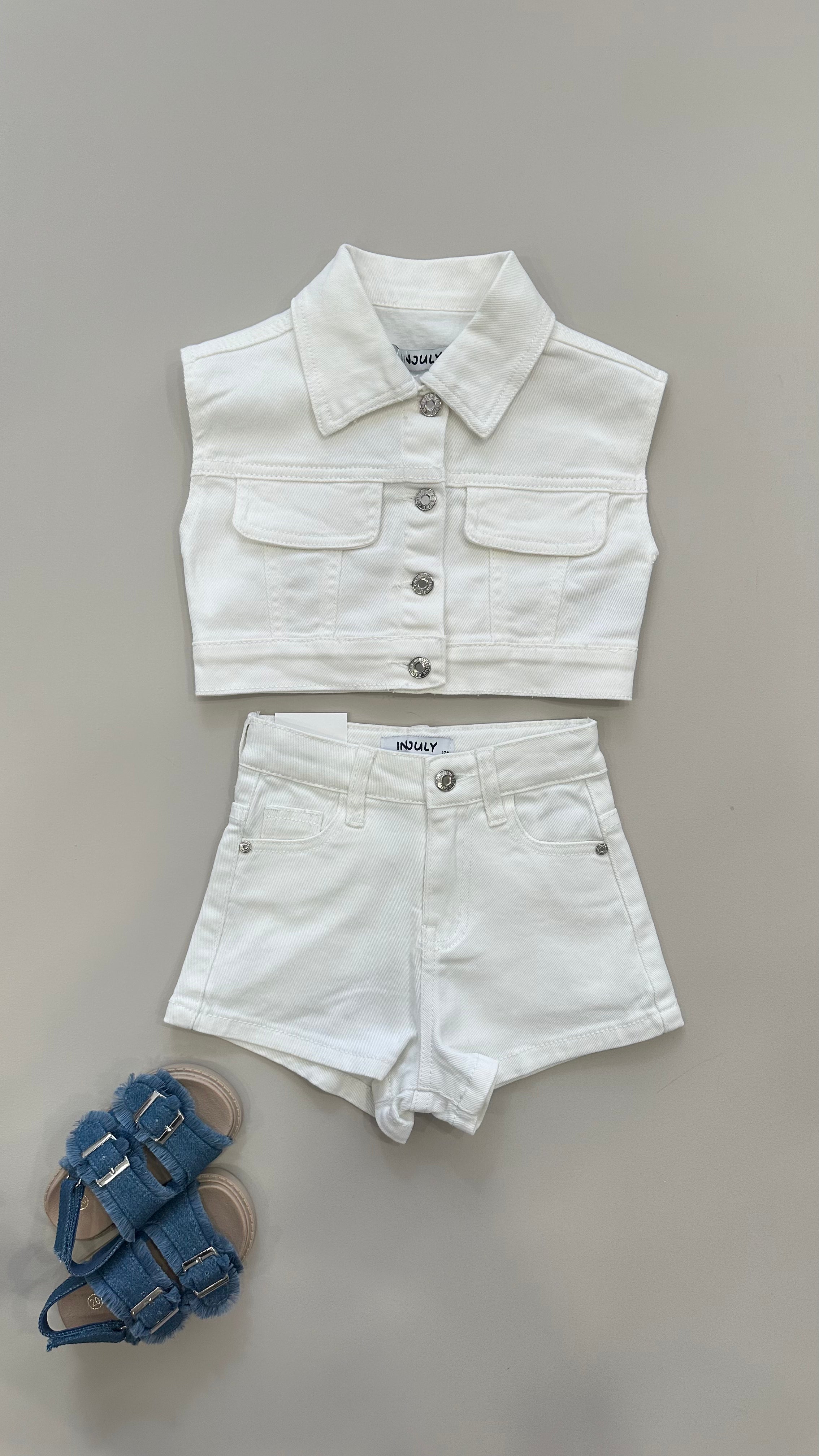 Completo IN JEANS CORTO 12-36M - BIANCO