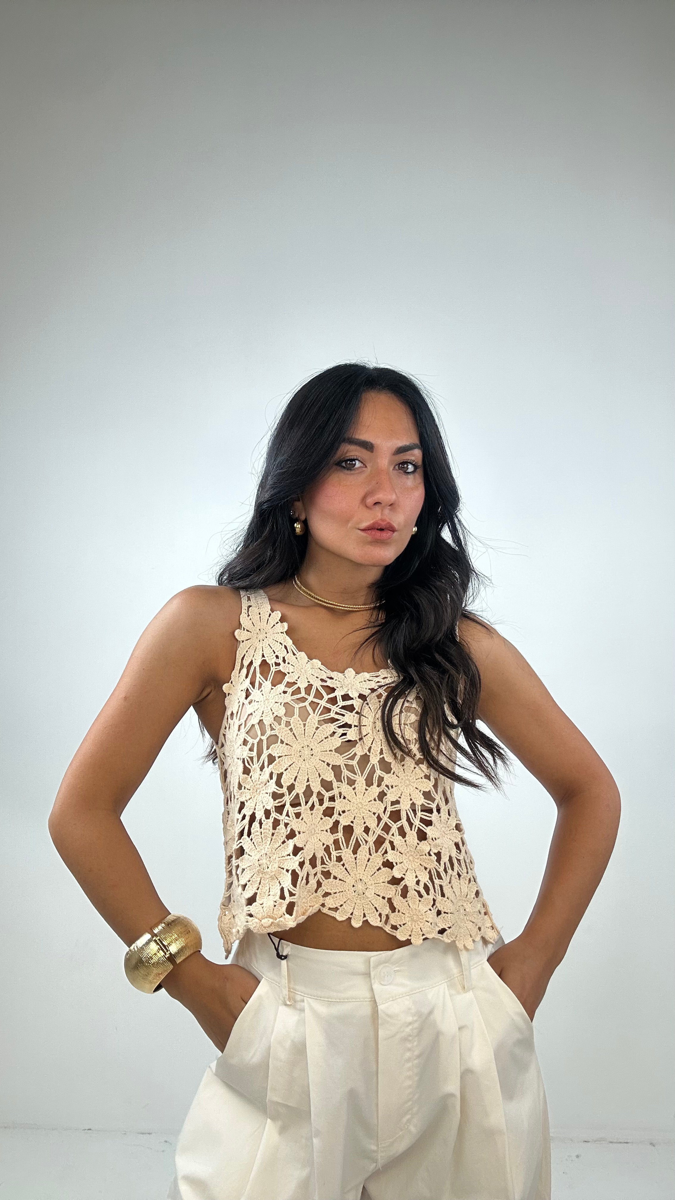 Top UNCINETTO - BEIGE