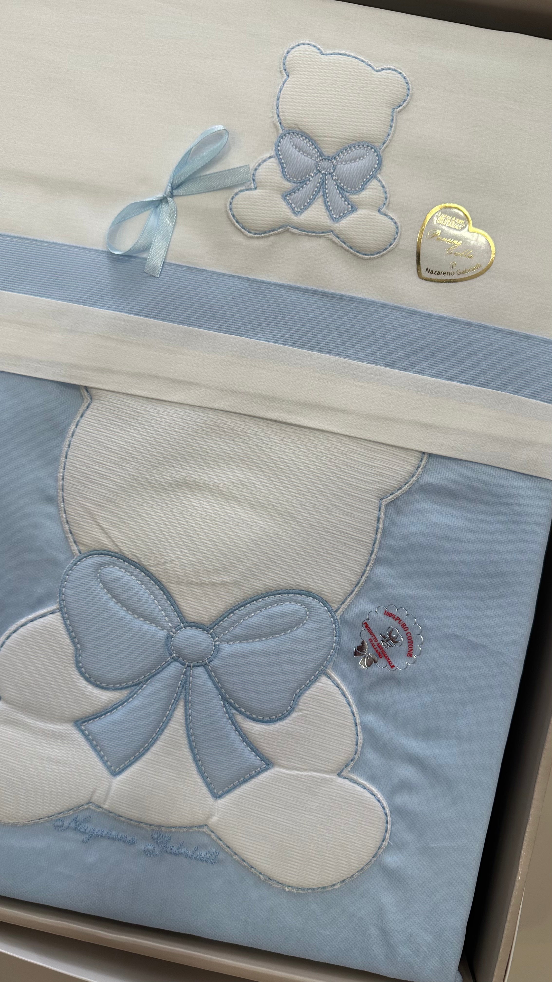 Set COMPLETO CARROZZINA ORSO - CELESTE