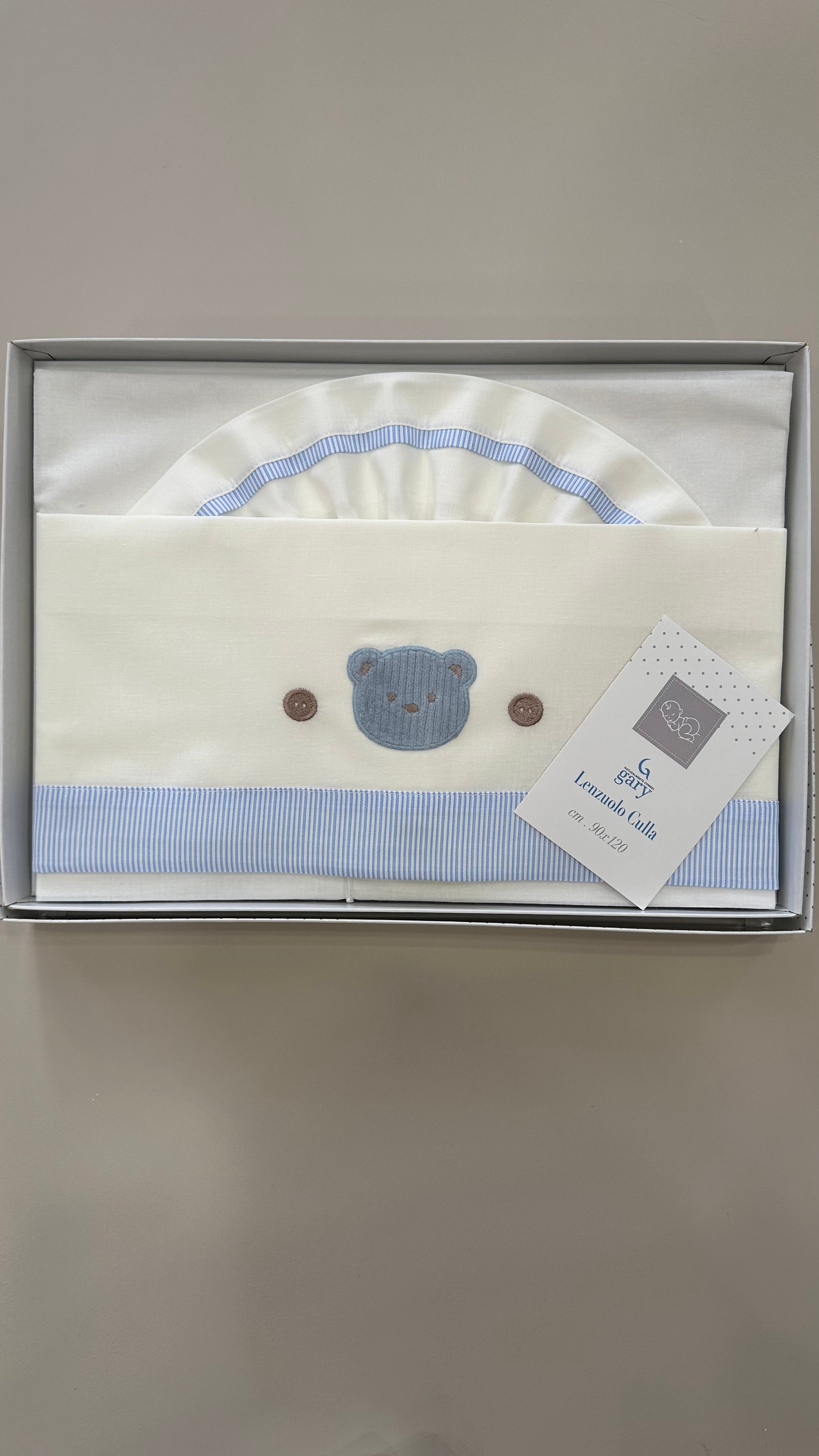 Lenzuola CARROZZINA ORSO VELLUTINO CM 90x120 - CELESTE
