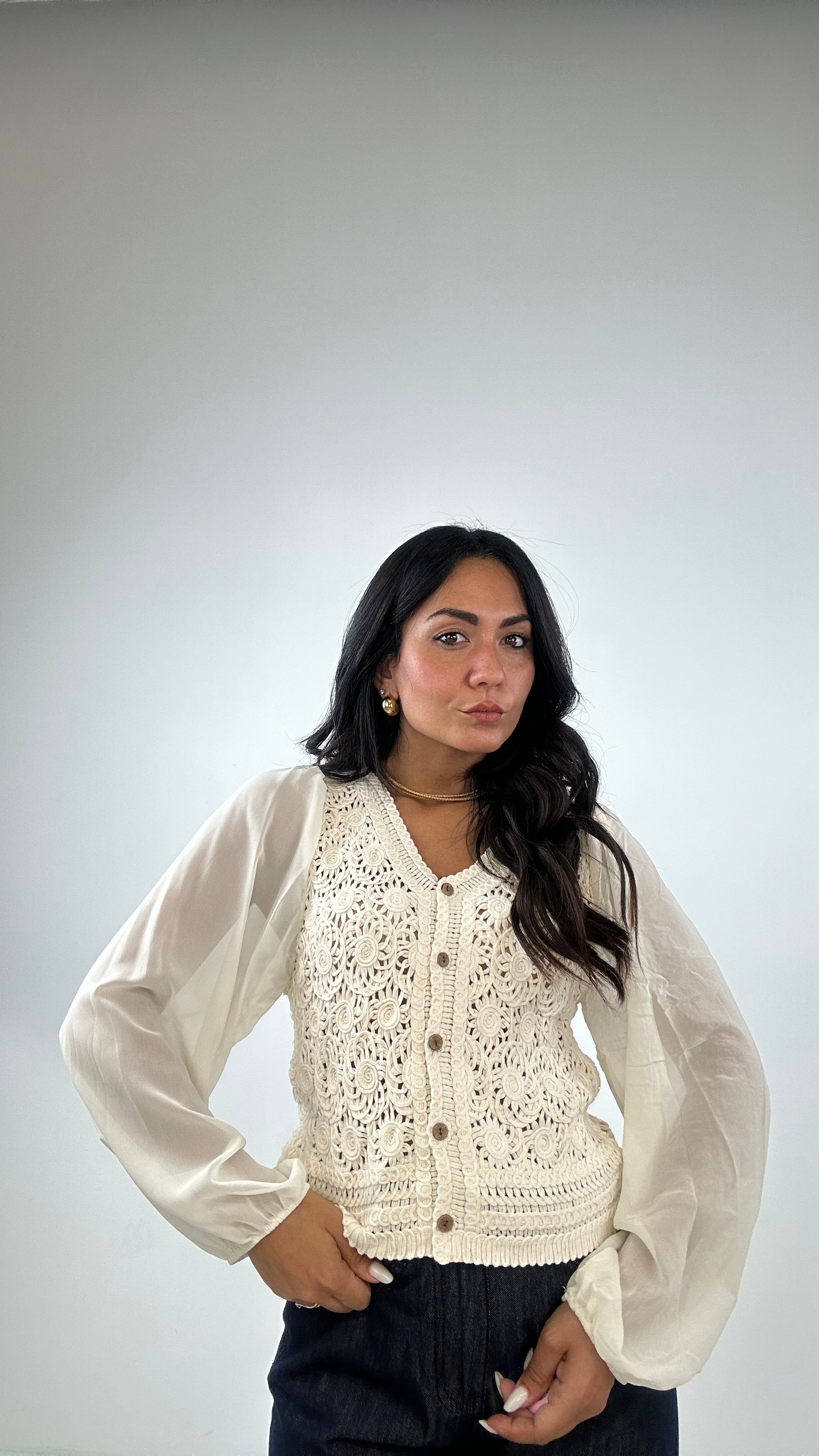 Maglia MANICA VELATA - PANNA