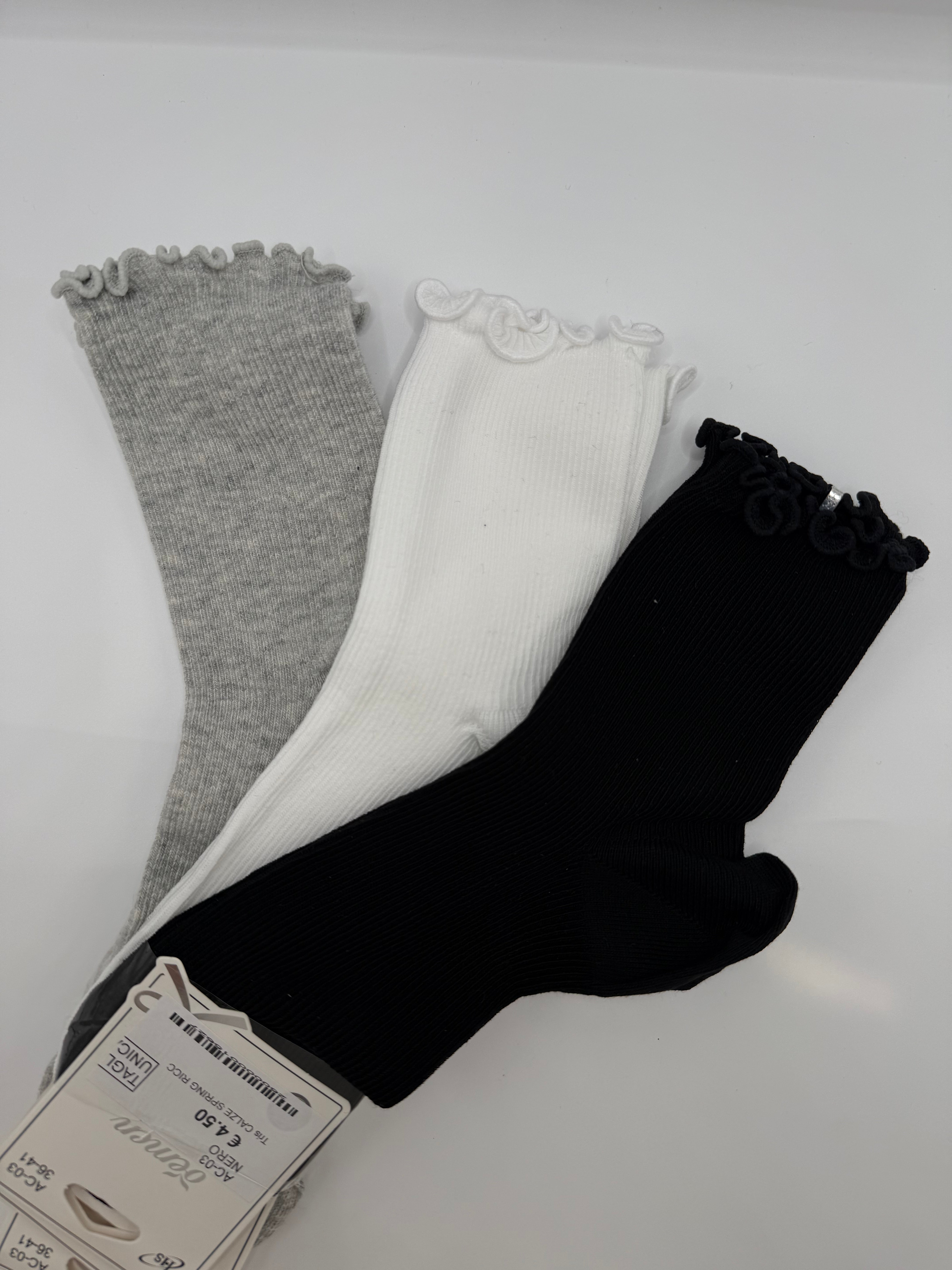 Tris CALZE SPRING RICC - NERO