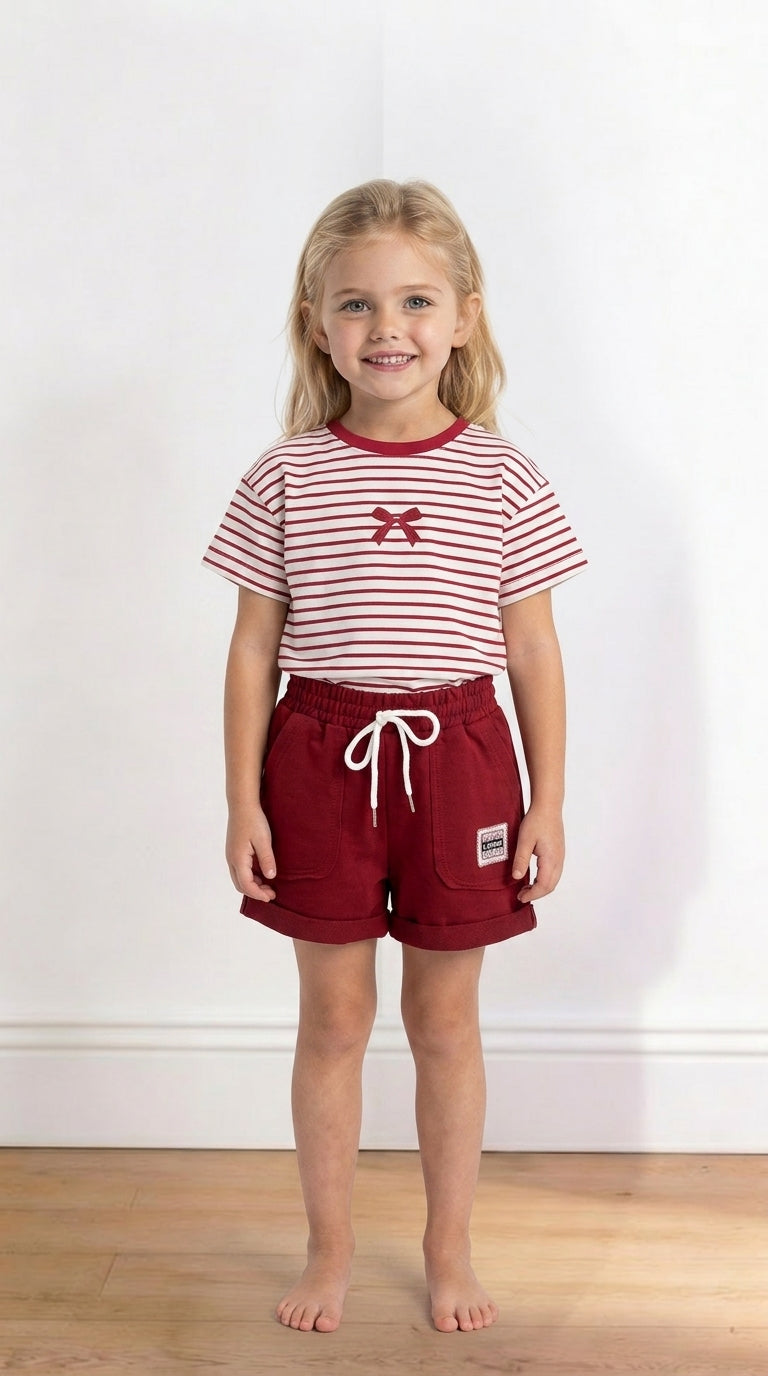 Completino RIGHE FOCCO 4-14A - ROSSO