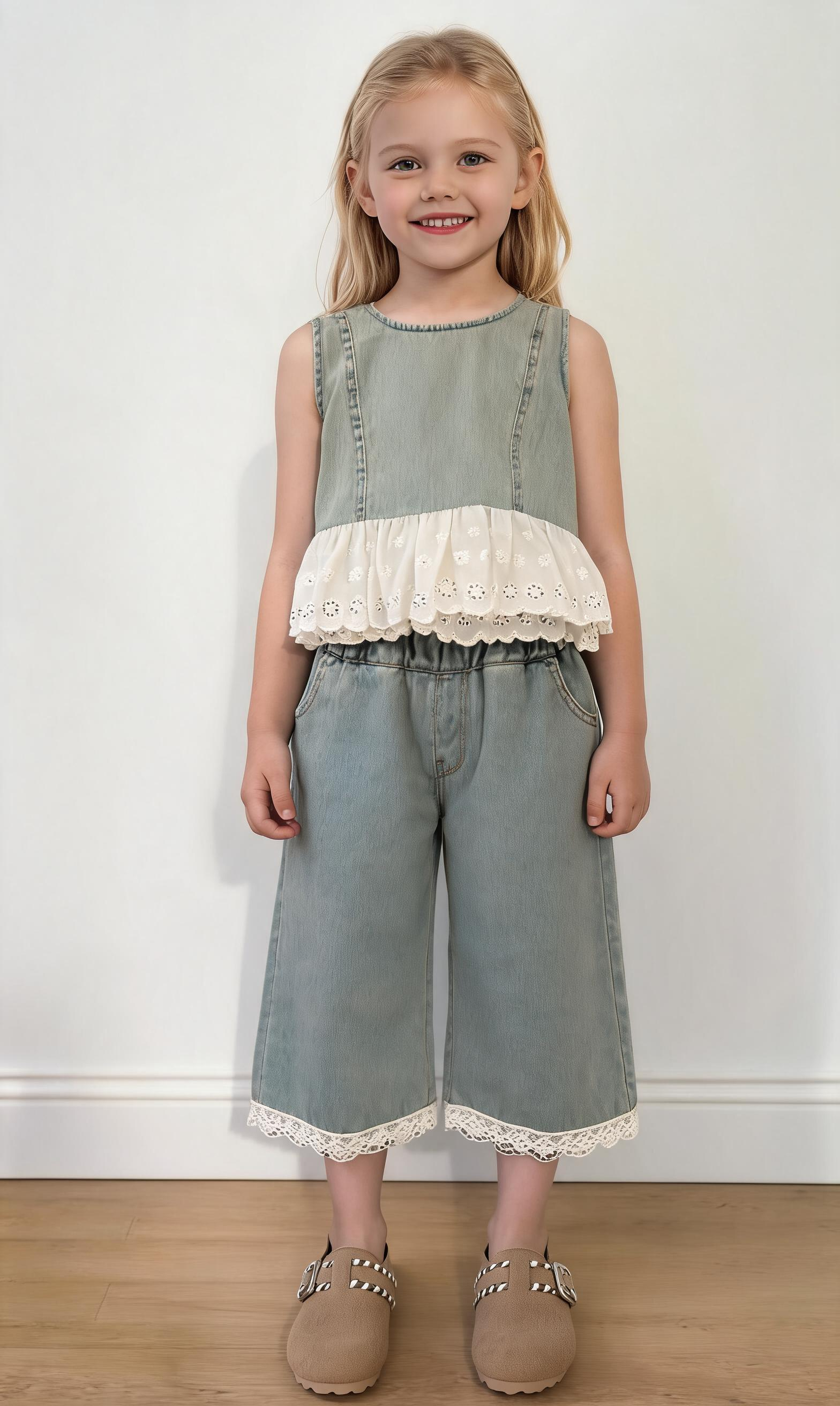 Coordinato IN JEANS CON RICAMO 3-8A - JEANS