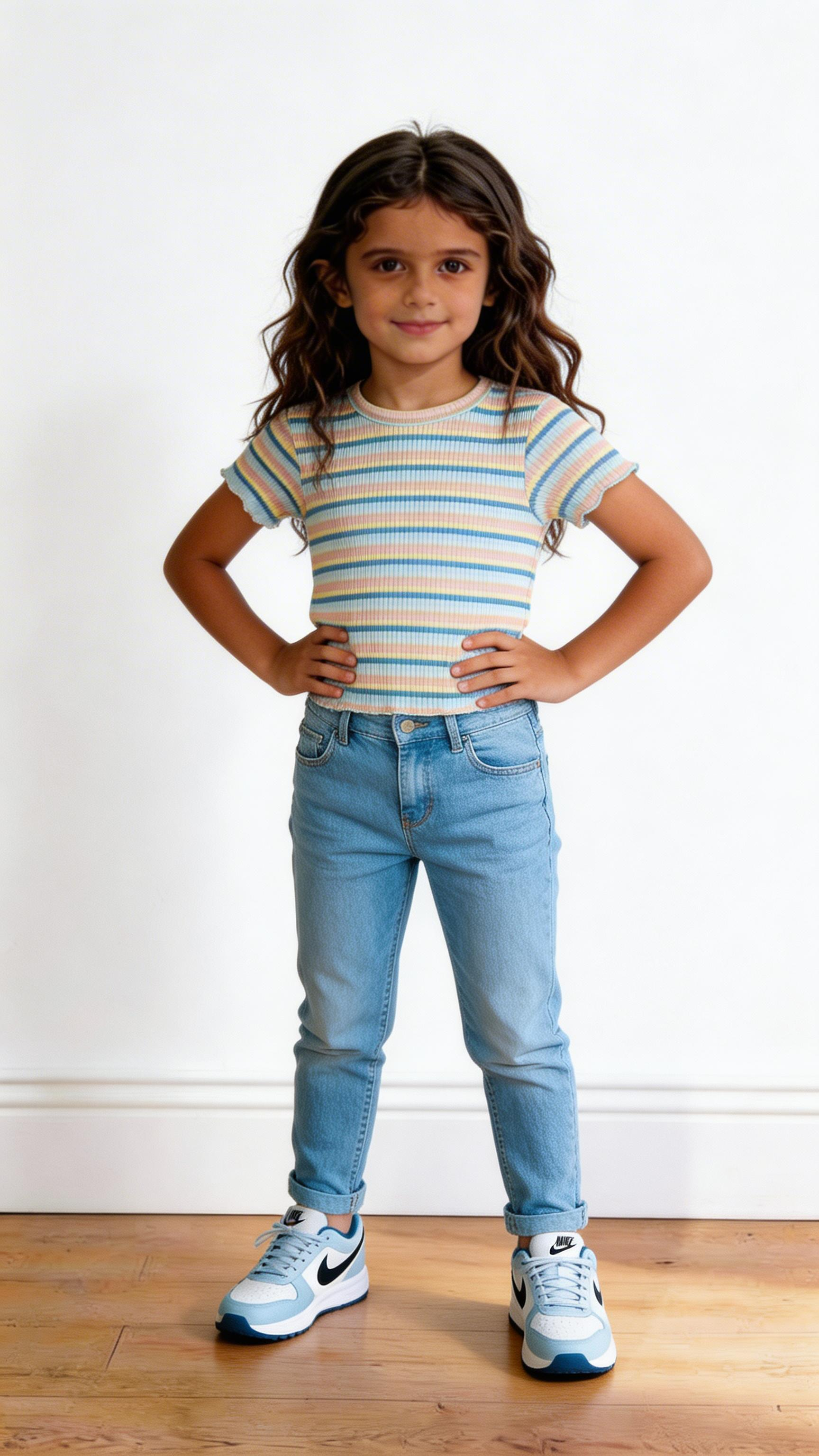 T-shirt RIGHE 4-12A - CELESTE