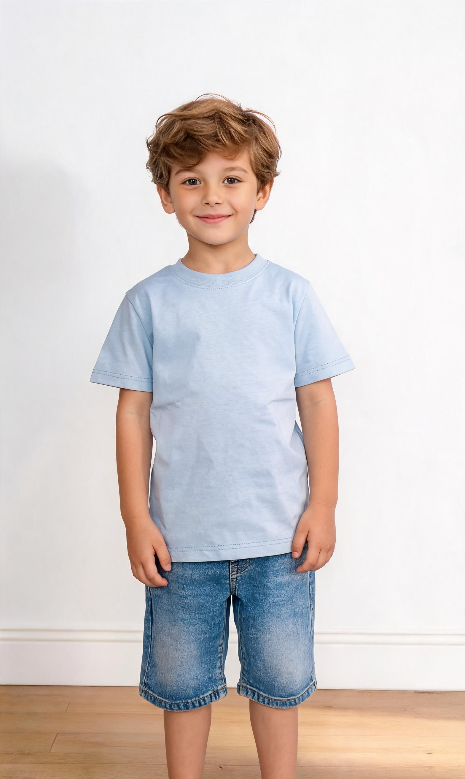 T-shirt BASIC BOY 3-8A - CELESTE
