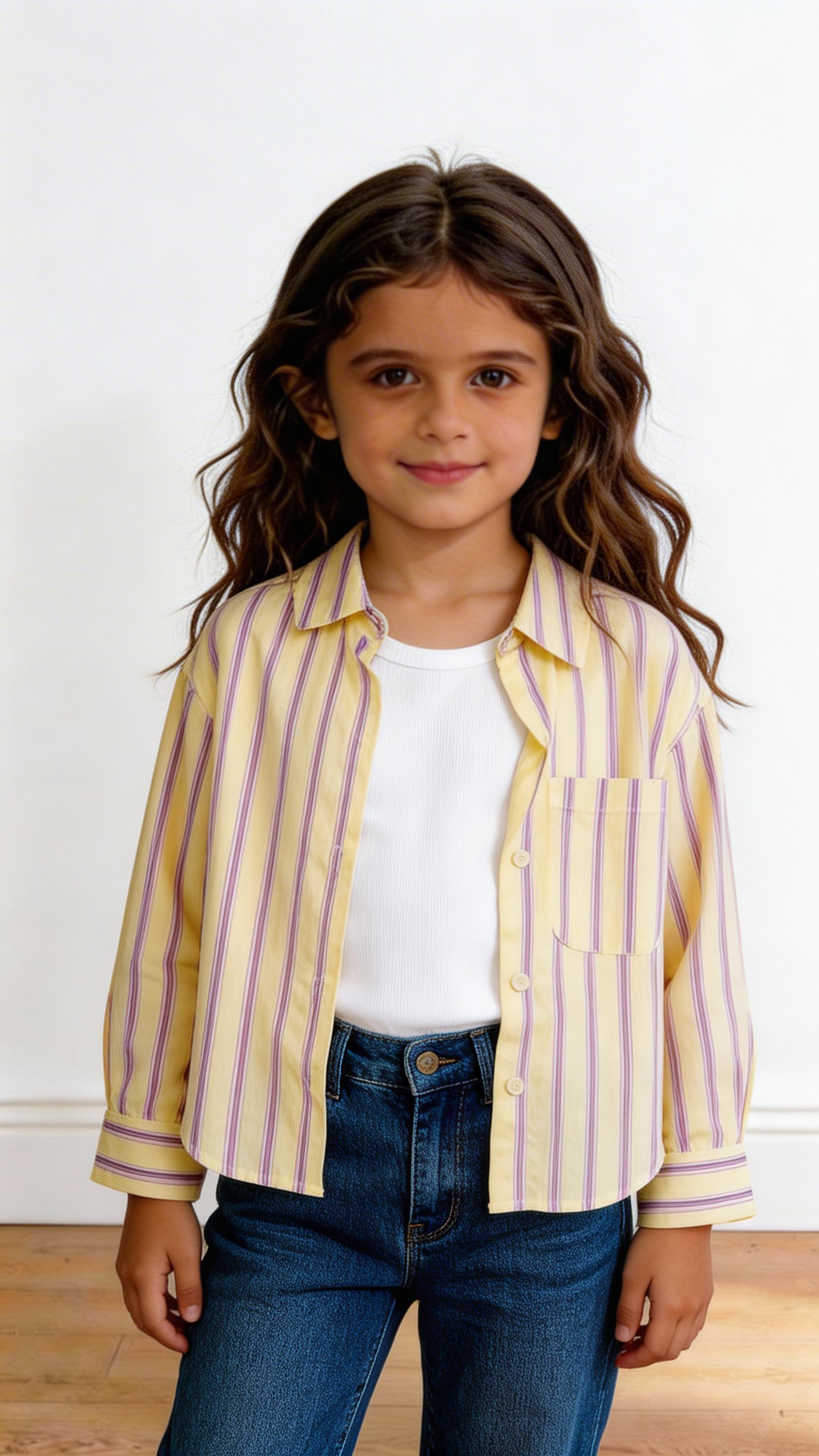 Camicia riga CON MAGLIA 4-14A - GIALLO