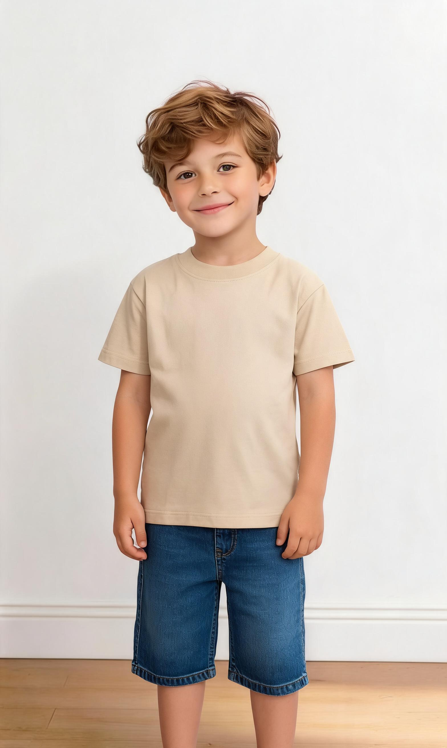 T-shirt BASIC BOY 3-8A - BEIGE