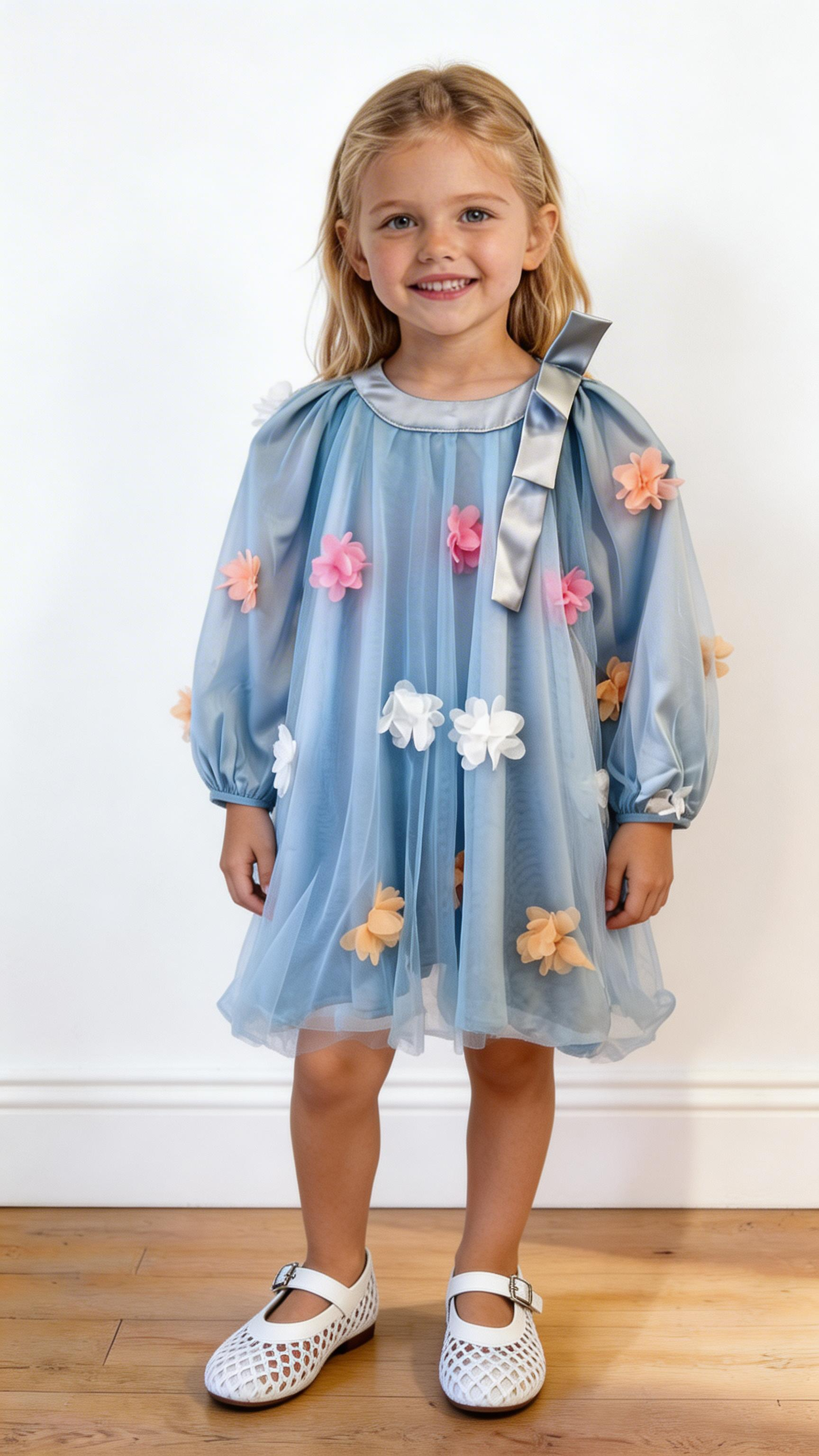 Vestito PETALI DI TULLE 3-10A - AZZURRO
