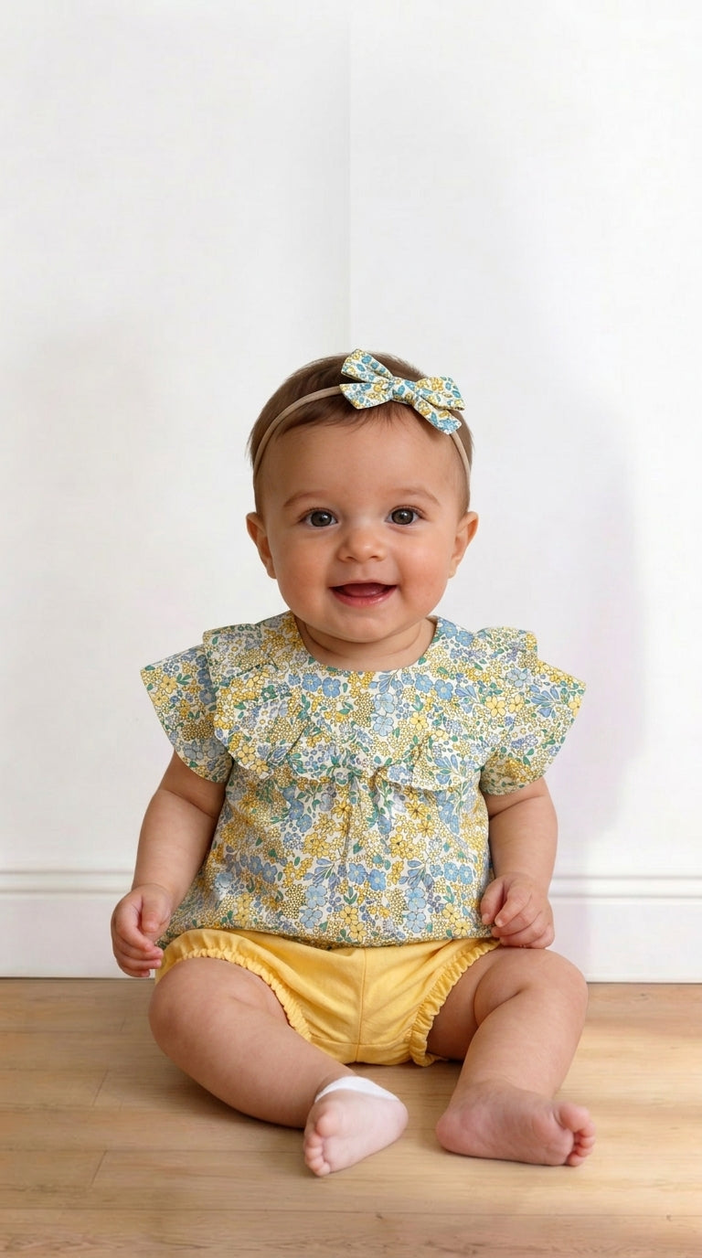 Coordinato FIOR DI FIORI 3-18M - GIALLO