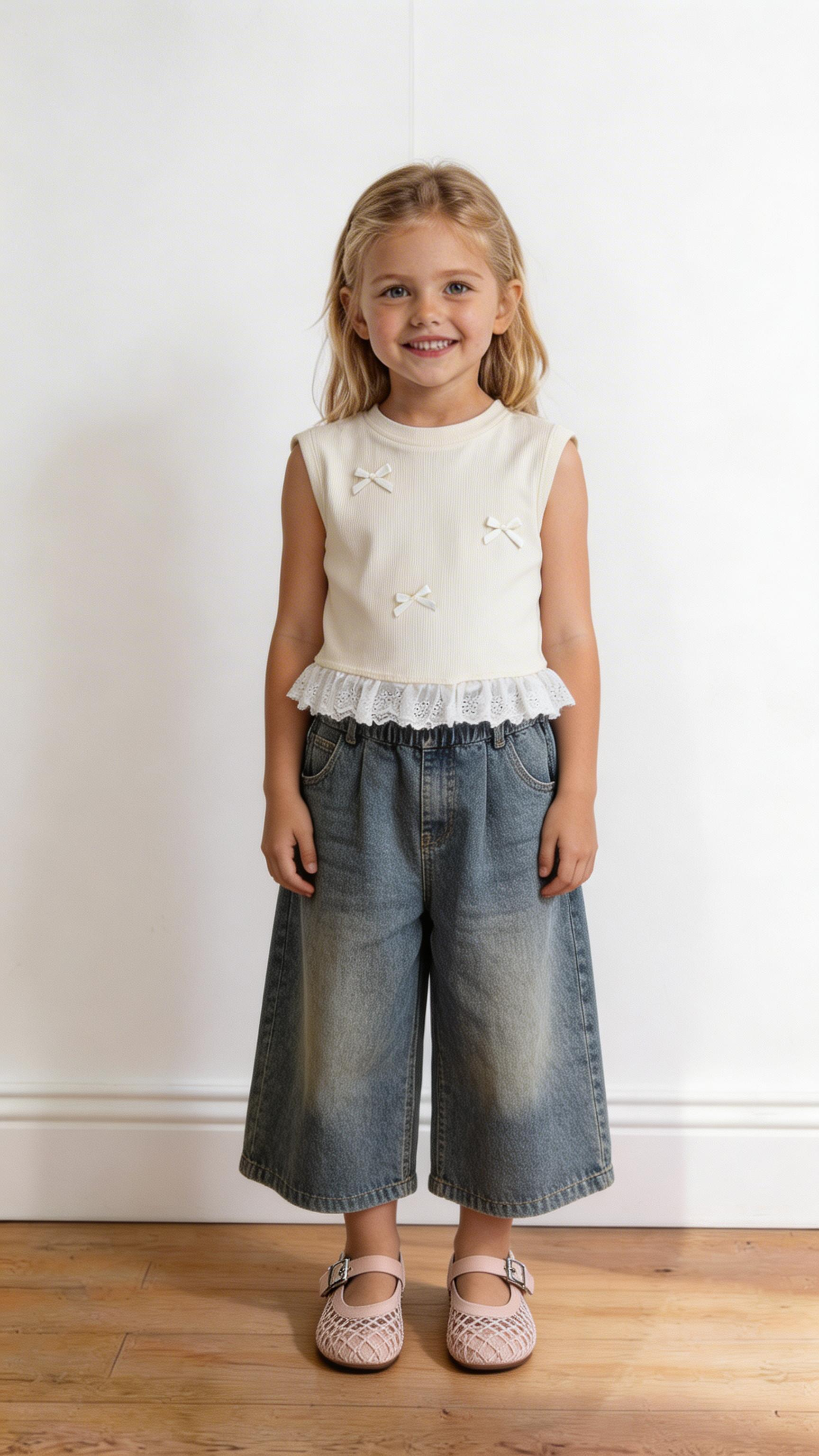 Completo JEANS E FIOCCHETTI 3-8 - PANNA