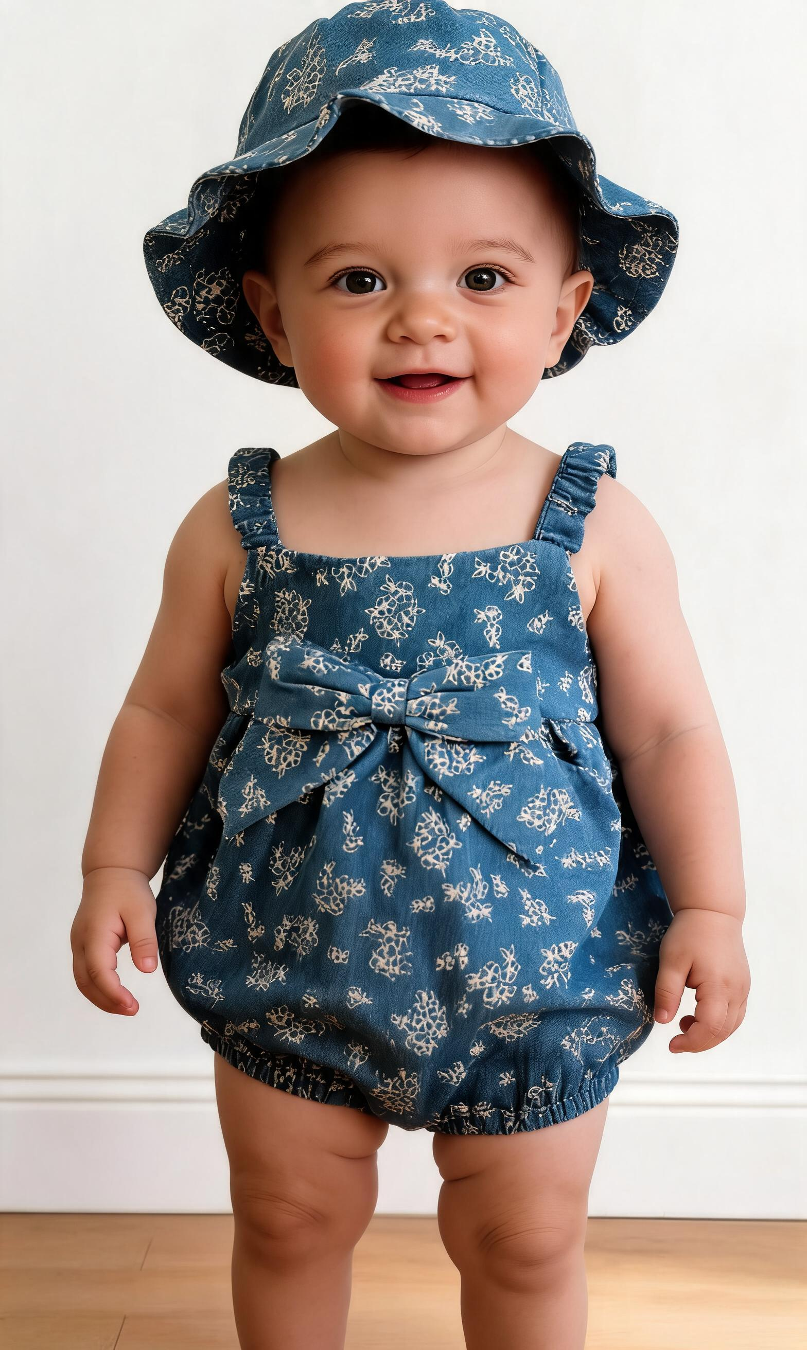 Pagliaccetto in JEANS CON CAPPELLO 3-18M - SCURO