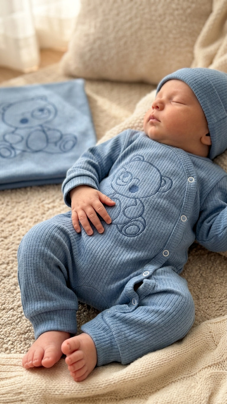 Set 3pz ORSETTO TUTINA+CAPPEL+COPER - BLU