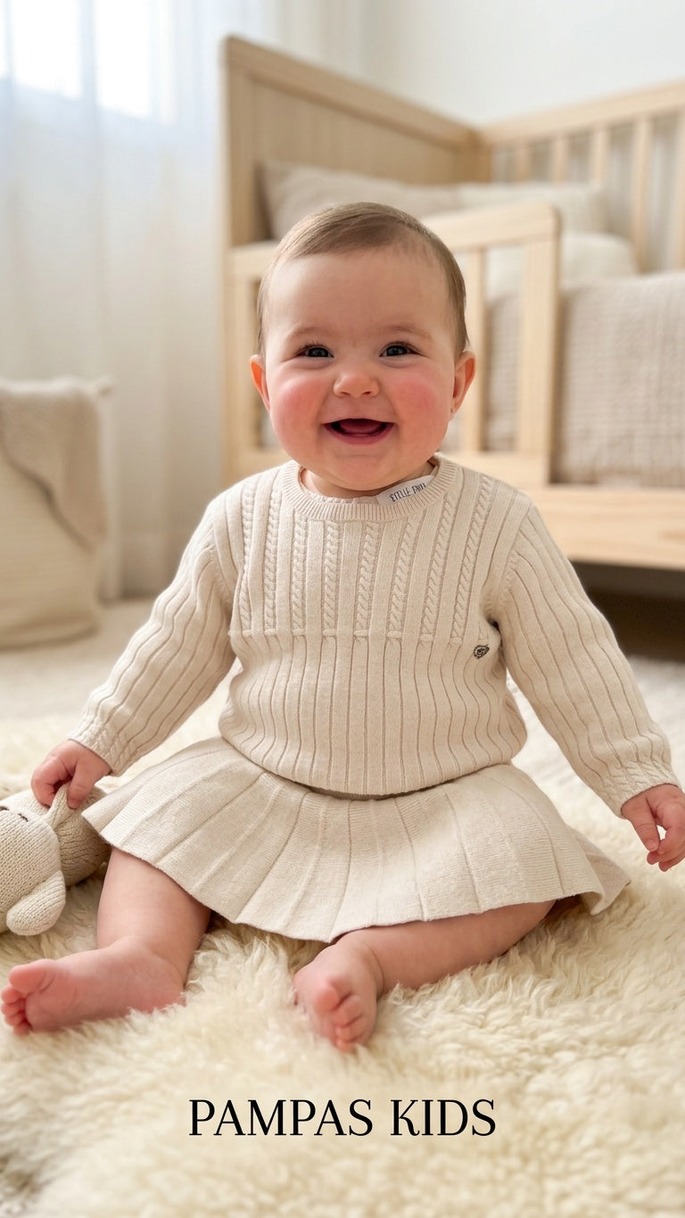 Coordinato IN MAGLIA TRECCIA 6-24M - PANNA