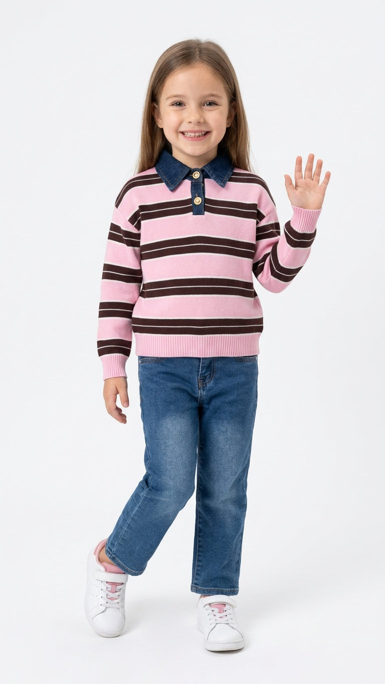 Pull COLLO IN JEANS 4-14A - ROSA