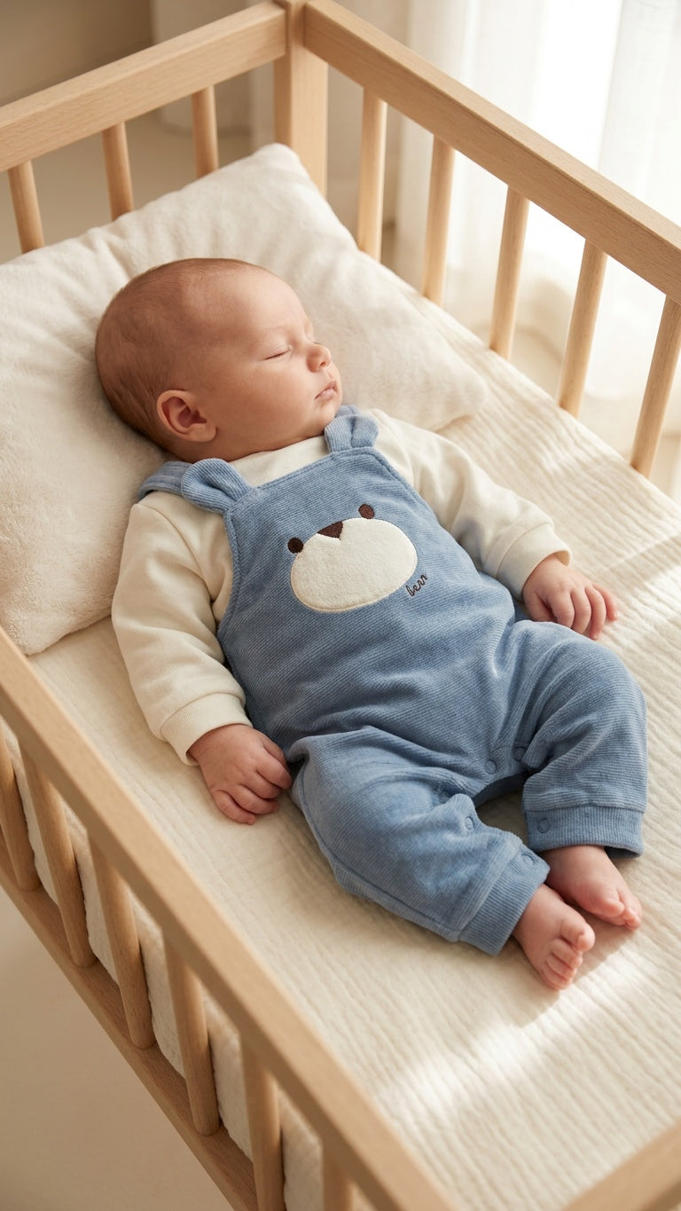 Salopette ORSO VELLUTO 1-12M - AZZURRO