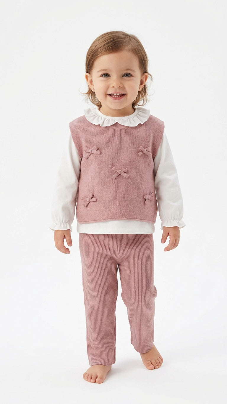 Coordinato 3pz FIOCCHETTI 12-36M - ROSA