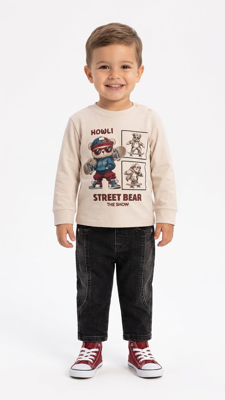 Maglia STREET ORSO 12-36M - BEIGE