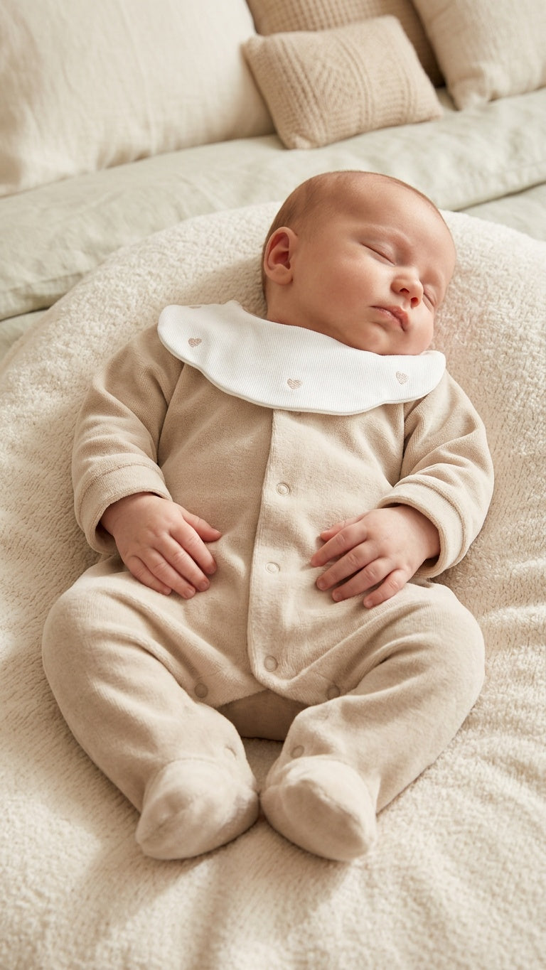 Tutina CINIGLIA COLLETTO CUORICINI - BEIGE