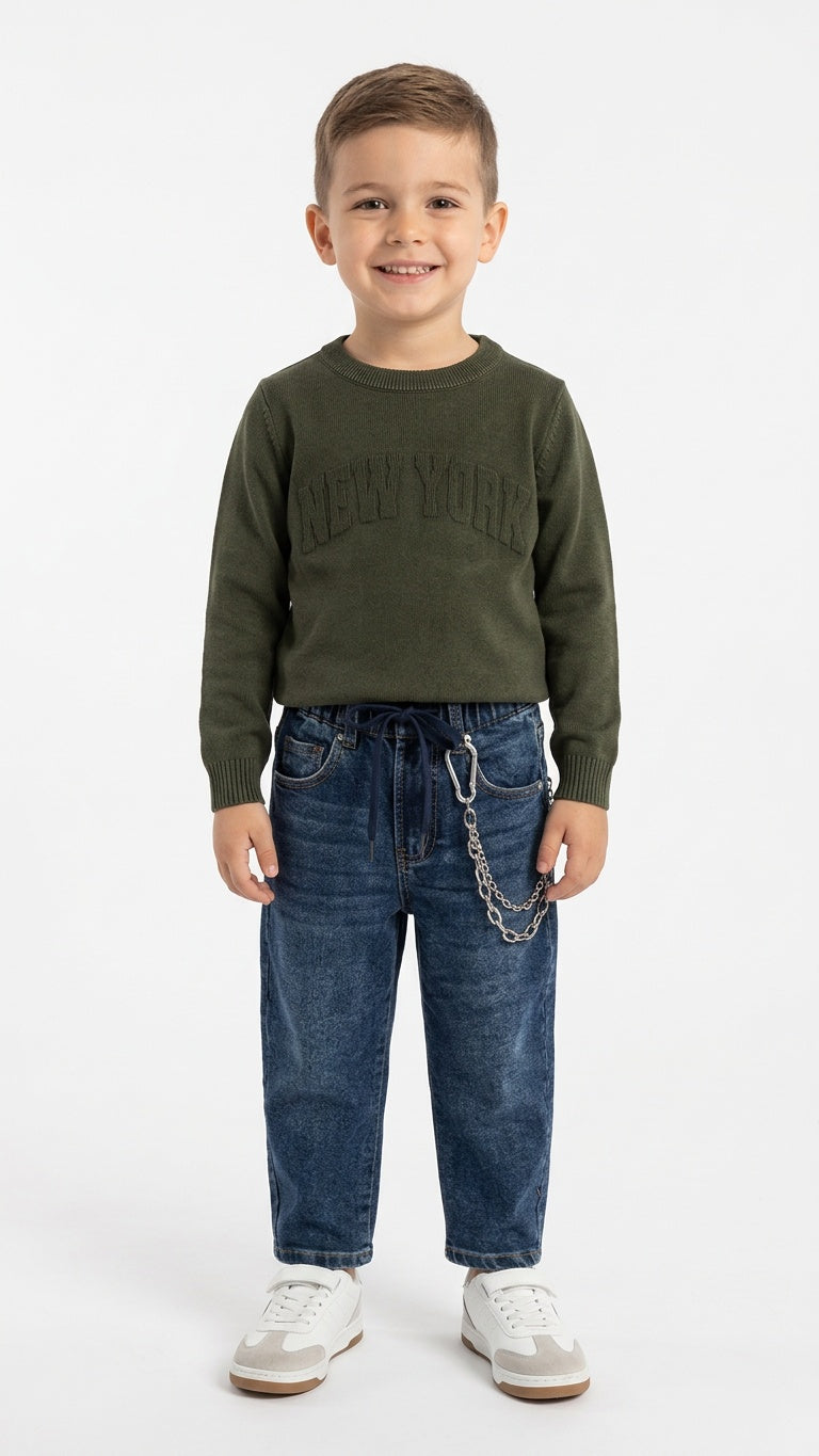 Pull NEW YORK 4-12A - VERDE MILITARE
