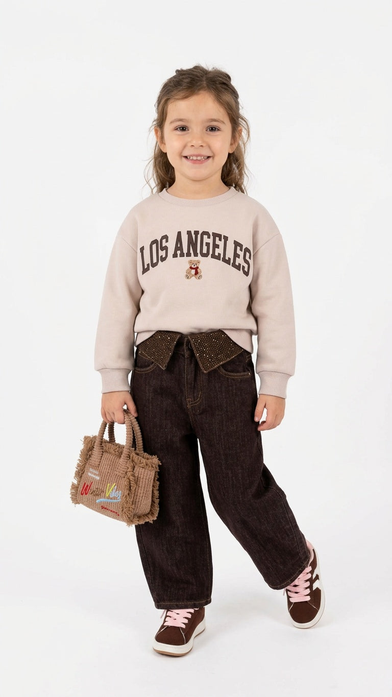 Jeans CINTO RISVOLTO BRILL 5-14A - MARRONE