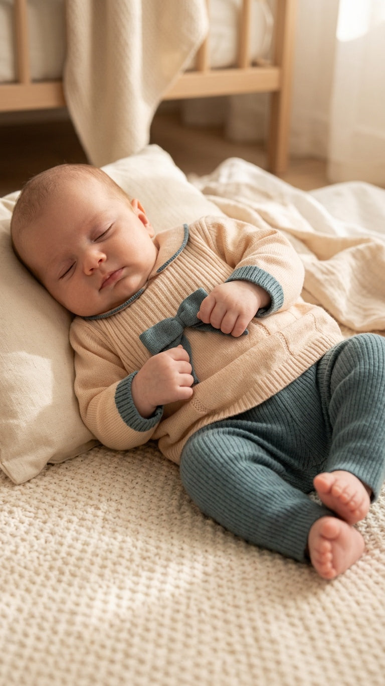 Completo IN MAGLIA FIOCCO 1-12M - BEIGE