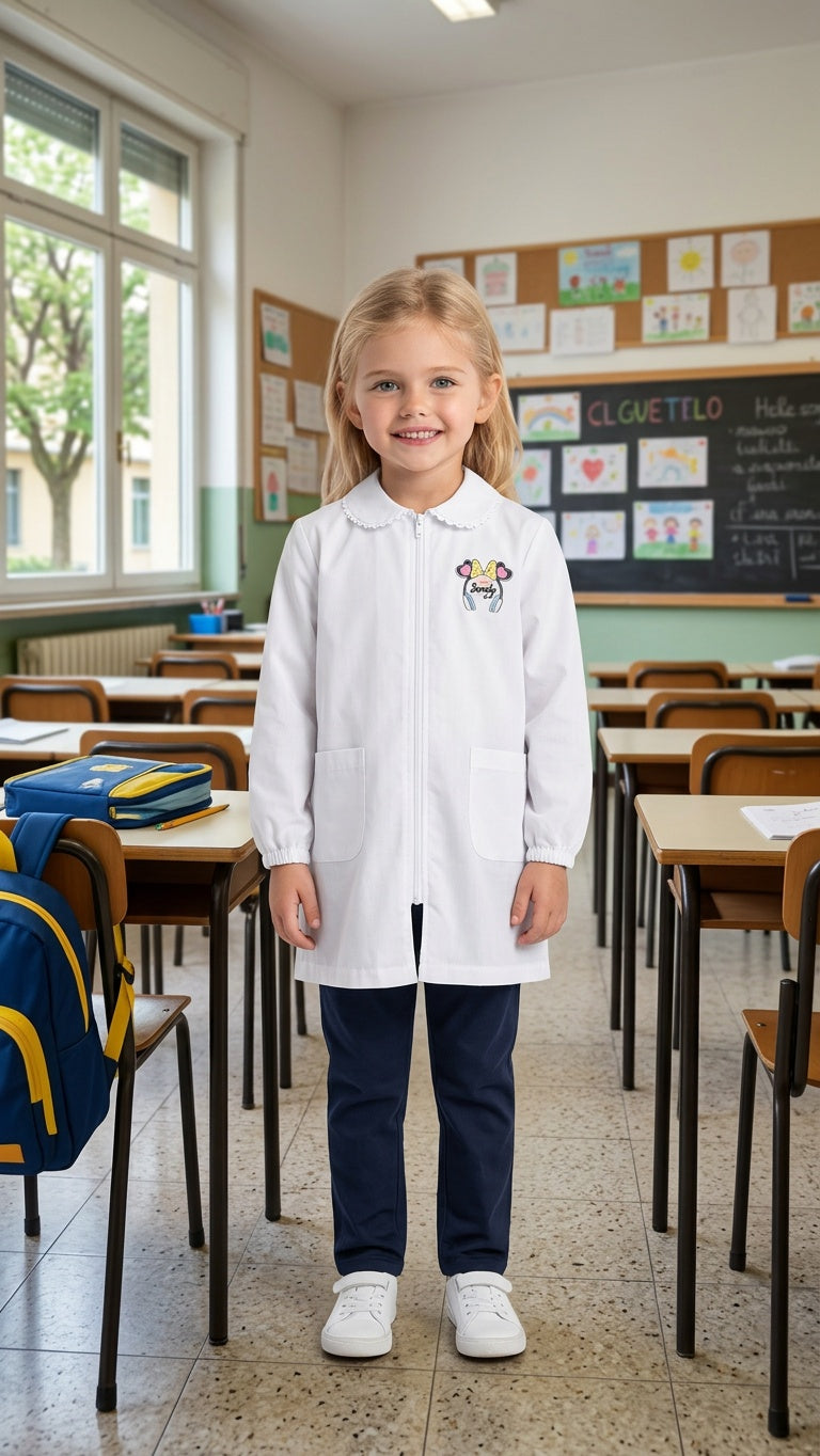 Grembiule ASILO ANGEL FEM CERNIERA - BIANCO